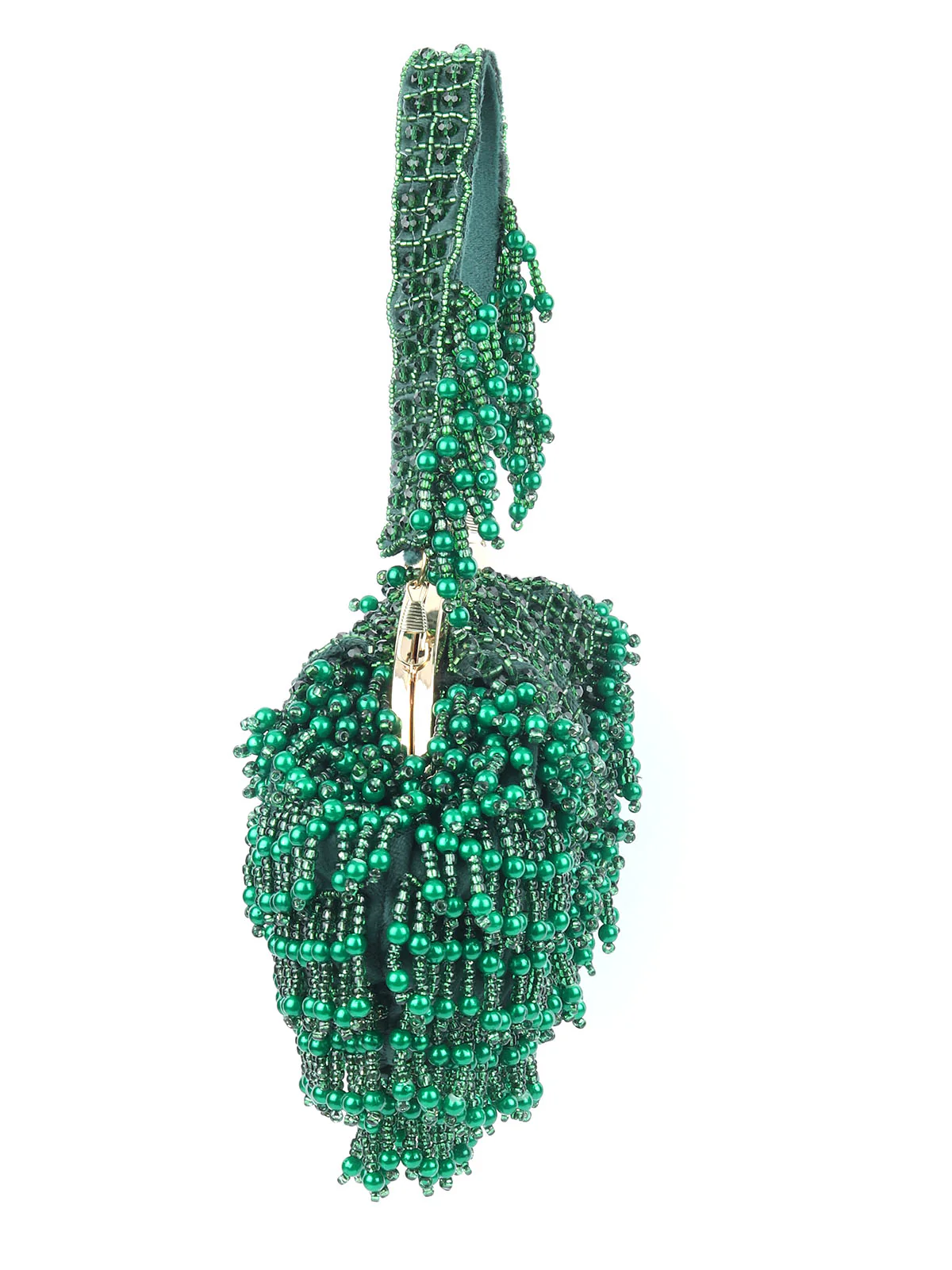 Odette Green Velvet Embellished Hand Bag For Women - Image 2