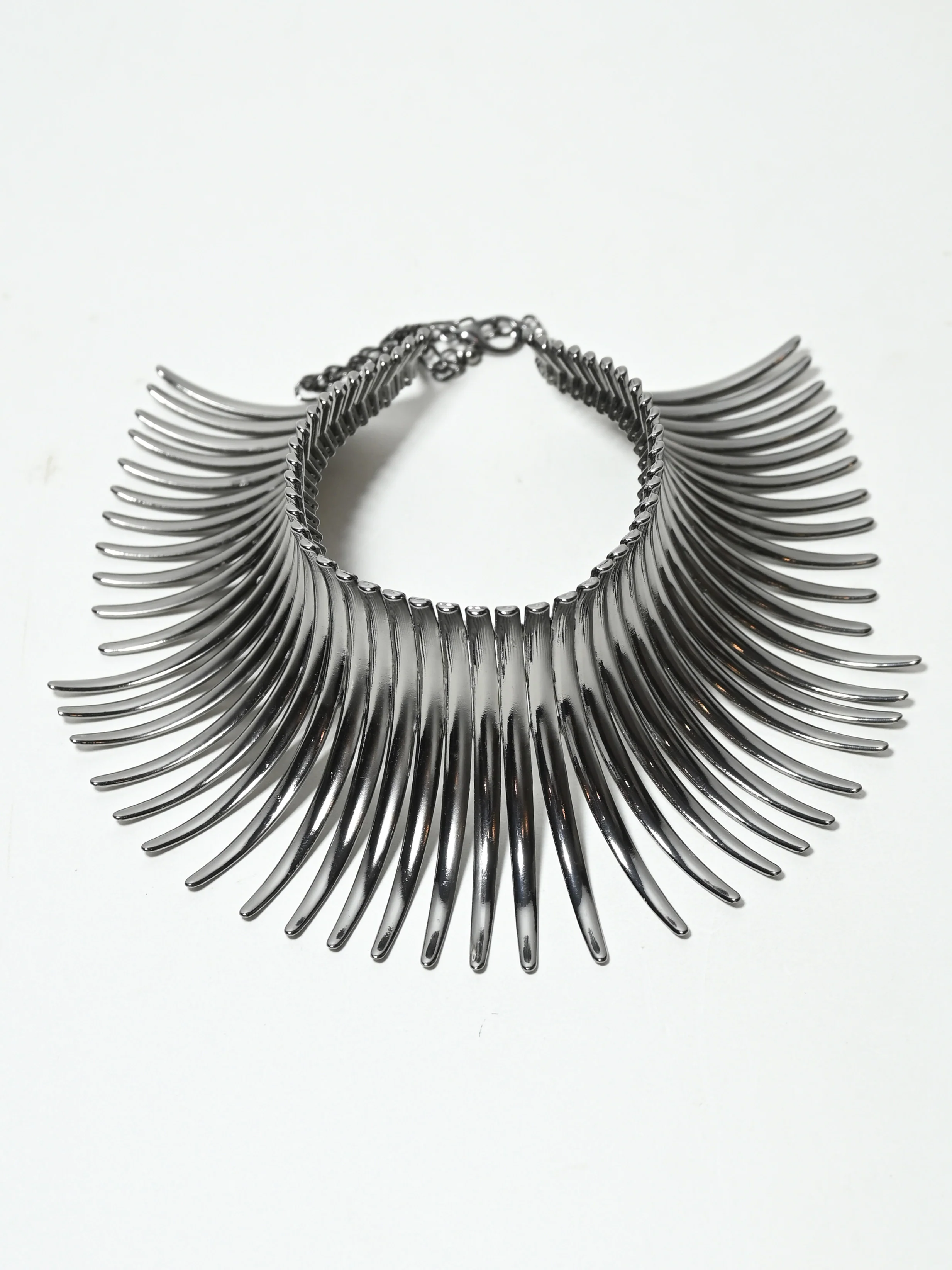 Odette Grey Alloy Metallic Design Neckpiece For Women - Image 3