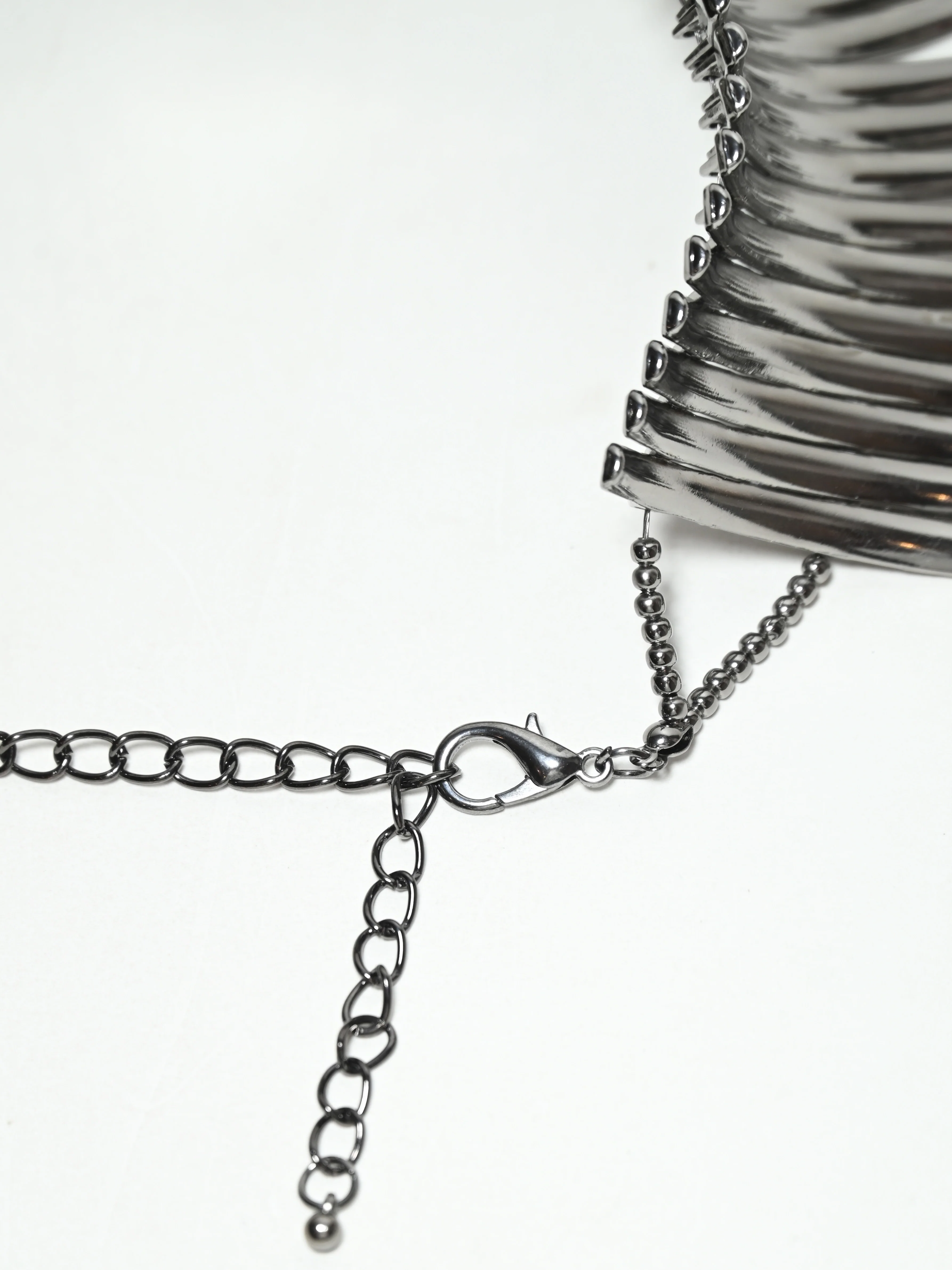 Odette Grey Alloy Metallic Design Neckpiece For Women - Image 5