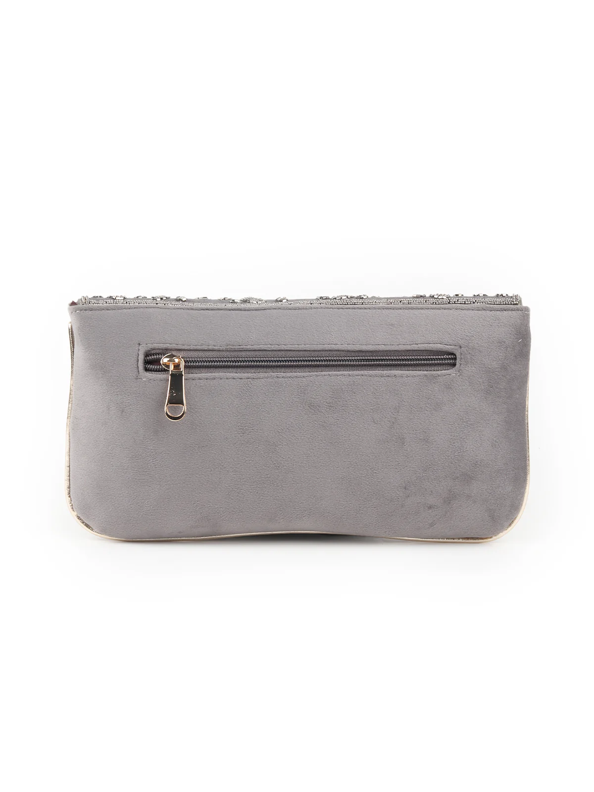 Odette Grey Beads Embroidered Clutch for Women - Image 5