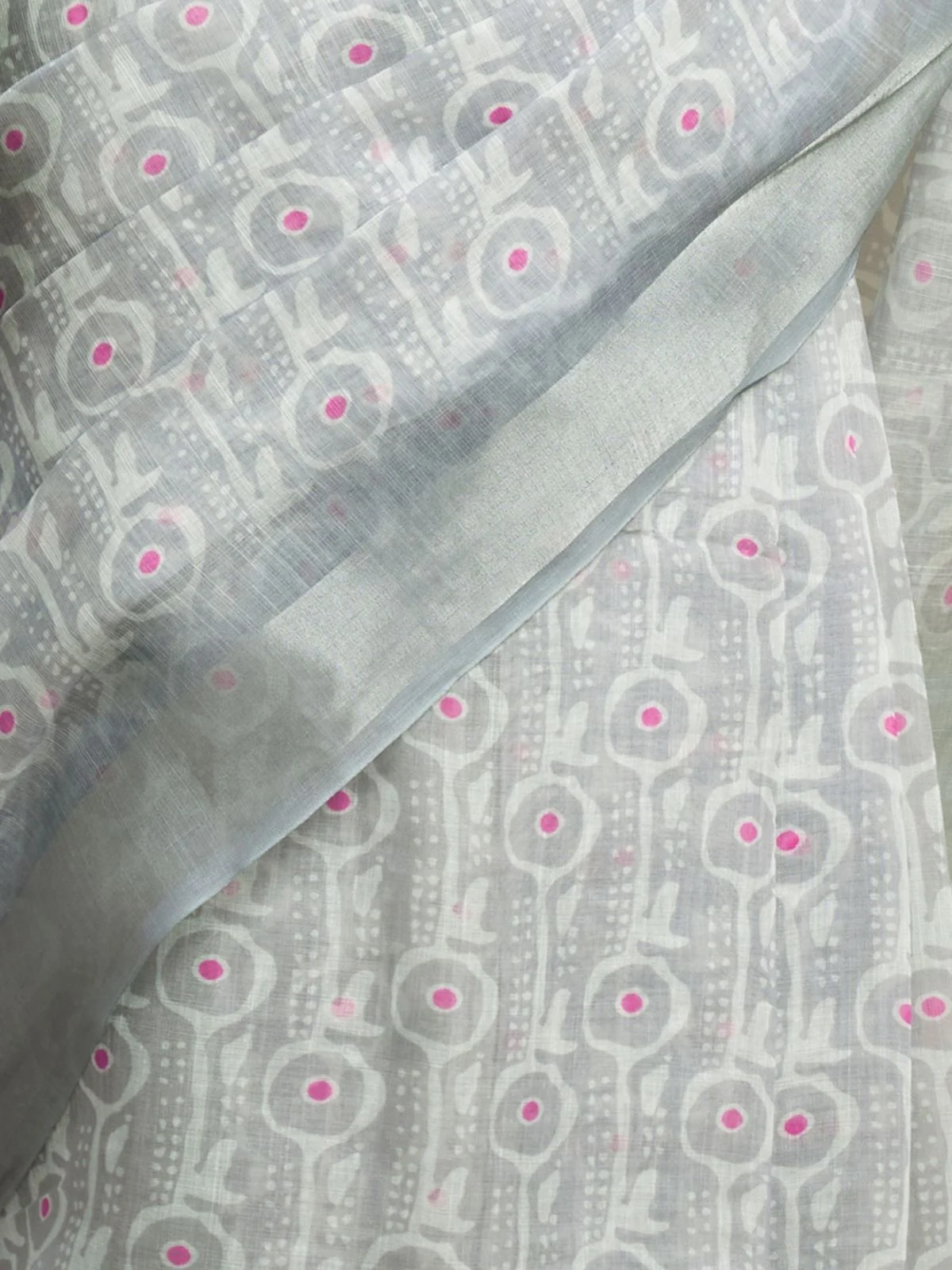 Odette Grey Cotton Linen Zari Work Saree For Women - Image 6