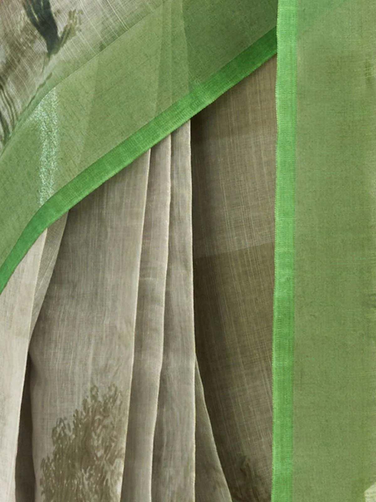 Odette Grey Cotton Linen Zari Work Saree For Women - Image 6