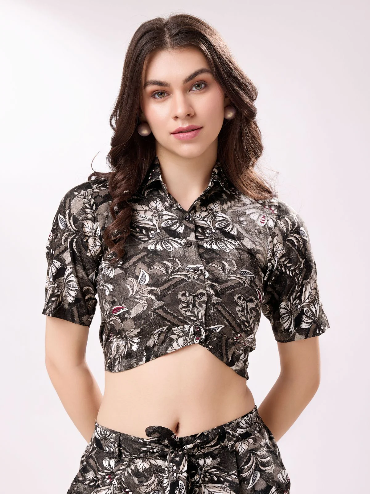 Odette Grey Cotton Printed Stitched  Co Ord Set For Women - Image 6