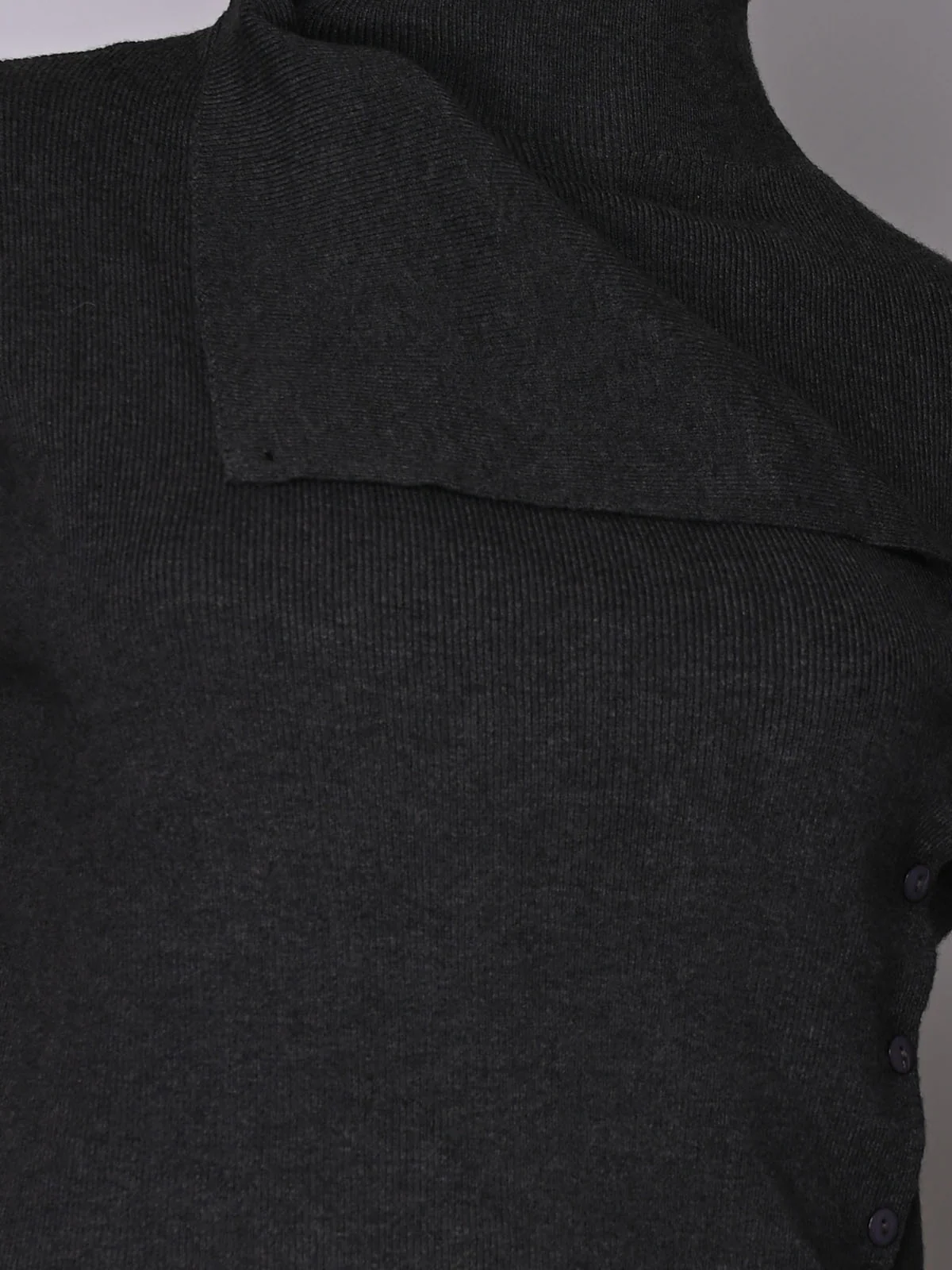 Odette Grey Cotton Rib Solid Top For Women - Image 4