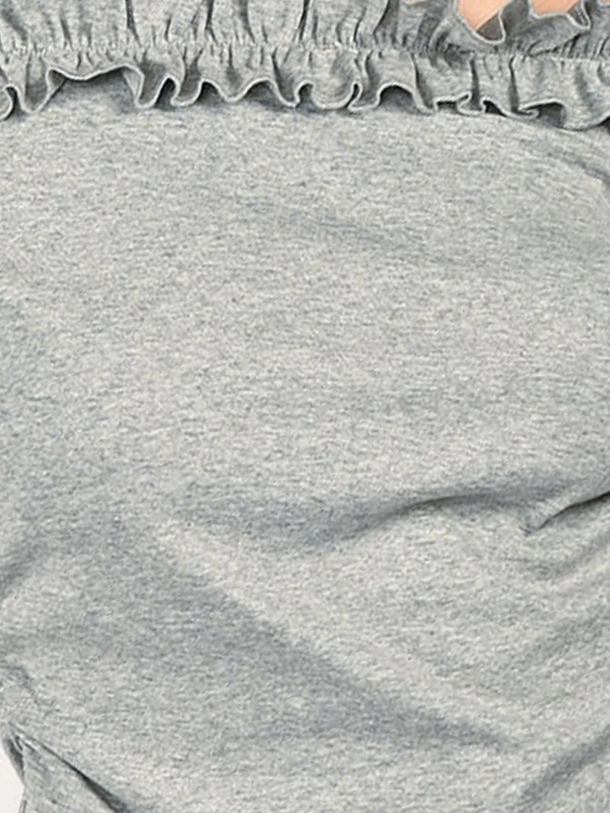 Odette Grey Cotton Rib Solid Top For Women - Image 6