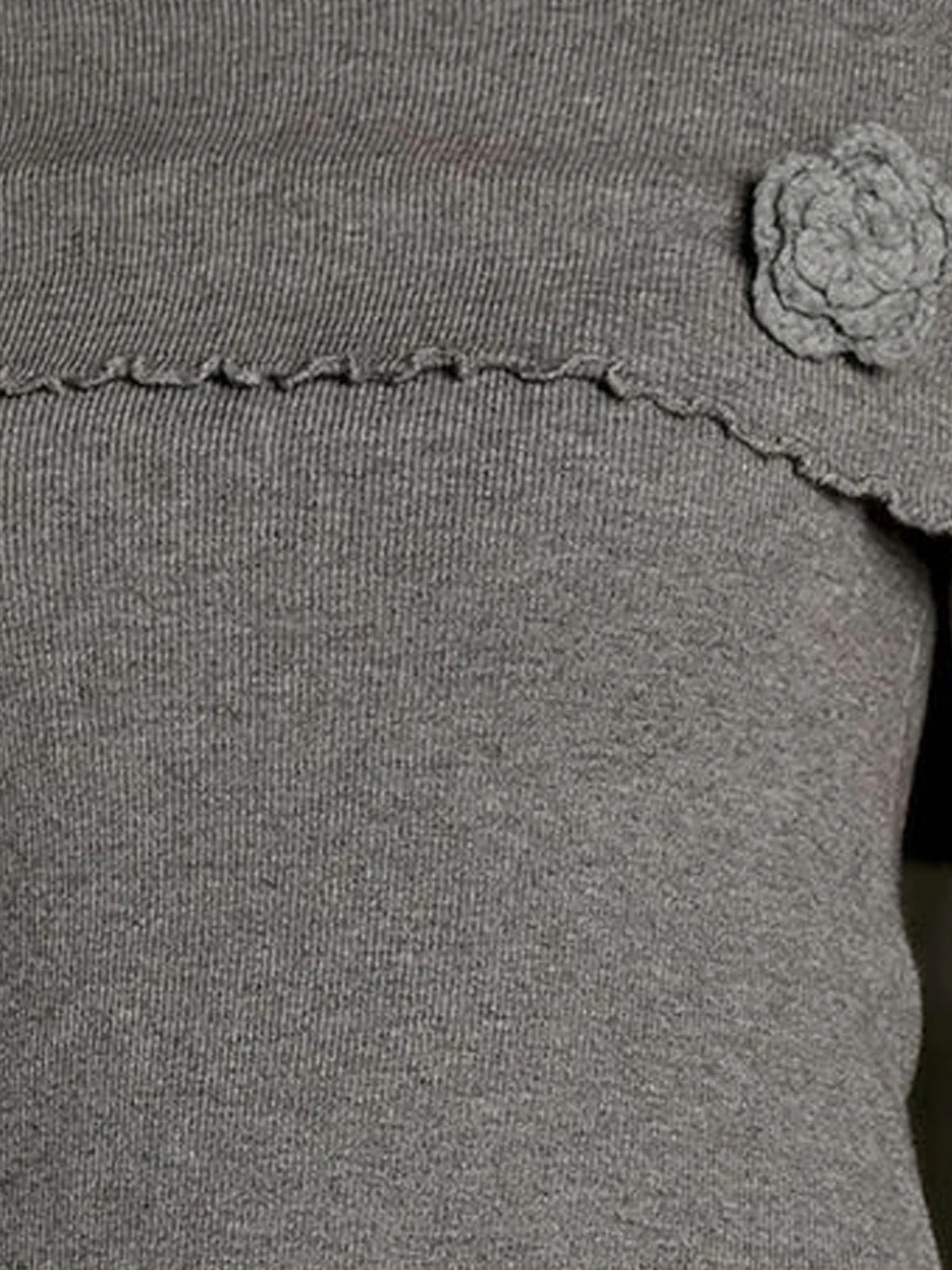 Odette Grey Cotton Rib Solid Top For Women - Image 5