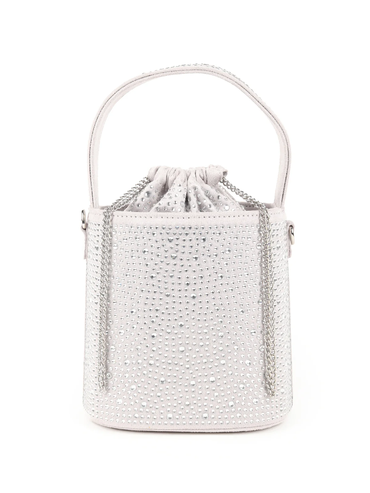 Odette Grey Embellished Potli Style Clutch for Women - Image 5
