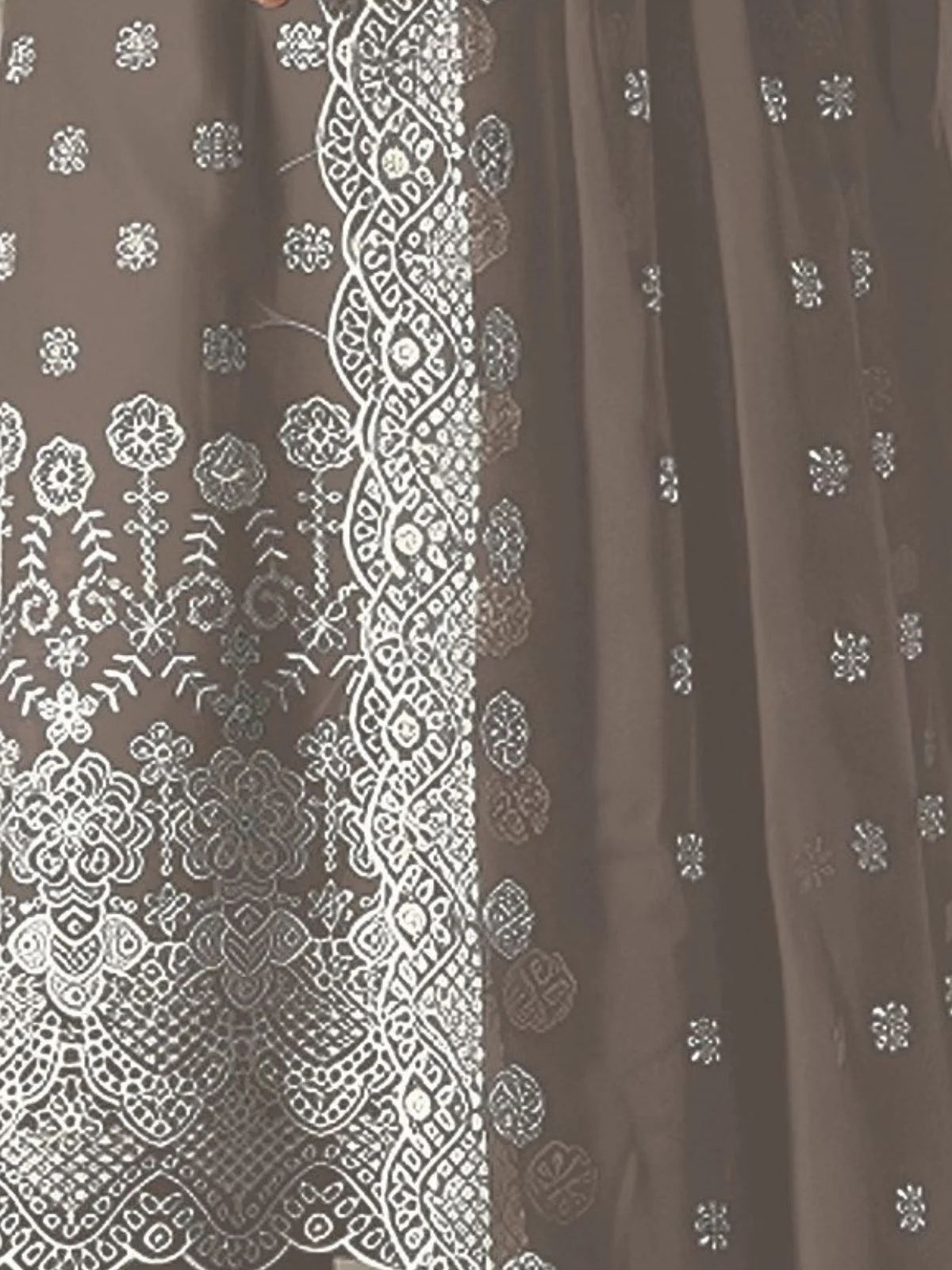Odette Grey Georgette Embroidered Semi Stitched Kurta Set For Women - Image 3
