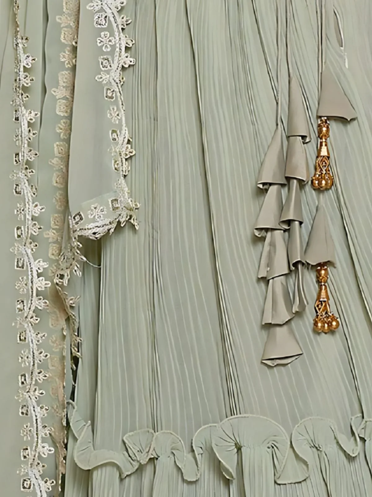 Odette Grey Georgette Embroidered Semi-Stitched Lehenga For Women - Image 4