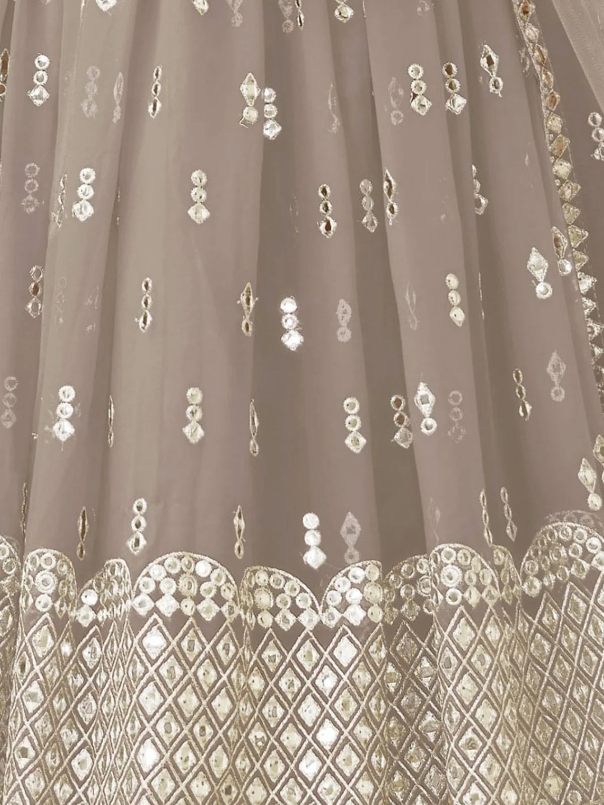 Odette Grey Georgette Embroidered Semi Stitched Lehenga With Unstitched Blouse For Women - Image 6