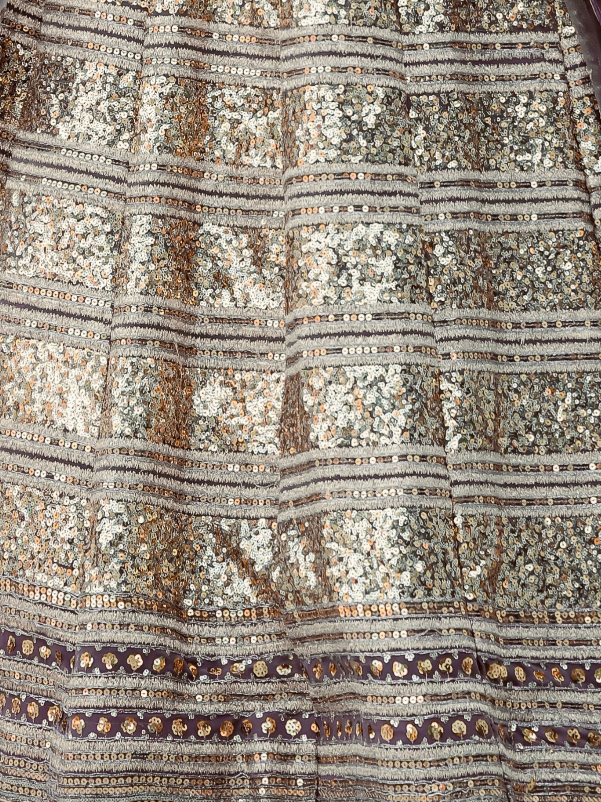 Odette Gold & Grey Georgette Semi Stitched Lehenga with unstitched Blouse for Women - Image 7