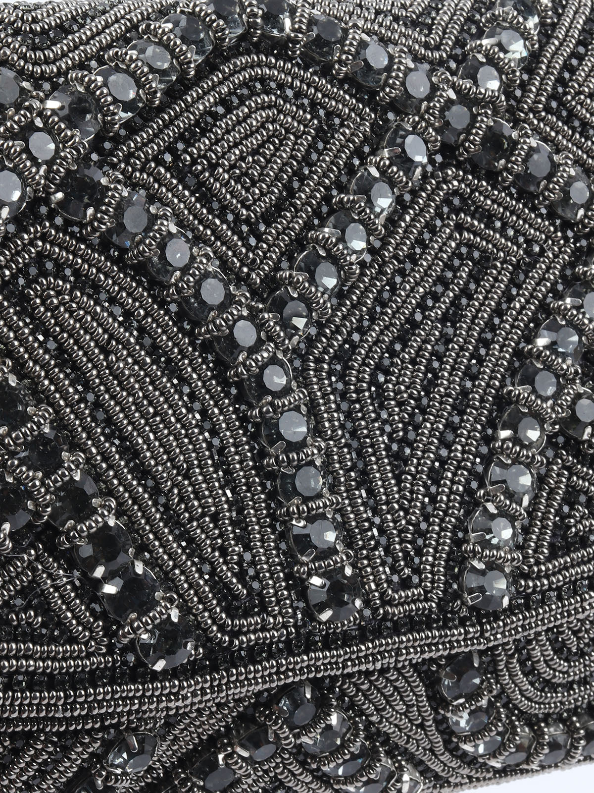 Odette Grey Jute Embellished Clutch For Women - Image 6