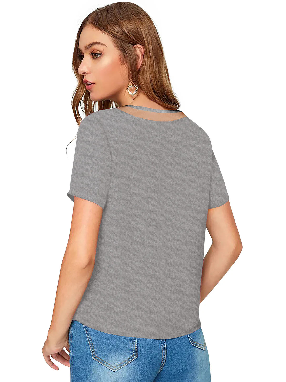 Odette Grey Knit Fabric Top For Women - Image 4