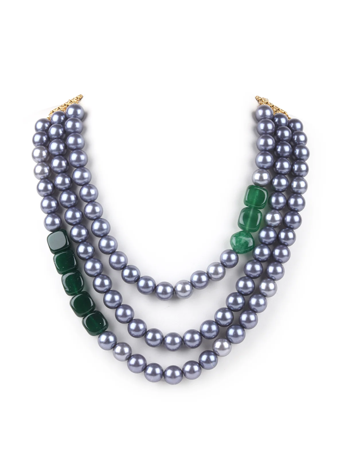 Odette Grey Pearl Multi Layered Neckpiece For Women - Image 3