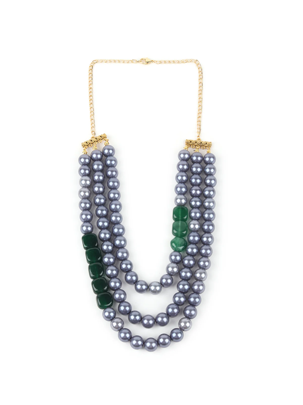 Odette Grey Pearl Multi Layered Neckpiece For Women - Image 4