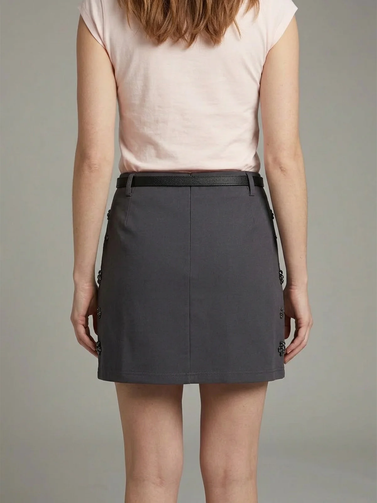 Odette Grey Poly Cotton Stone Skirt For Women - Image 3