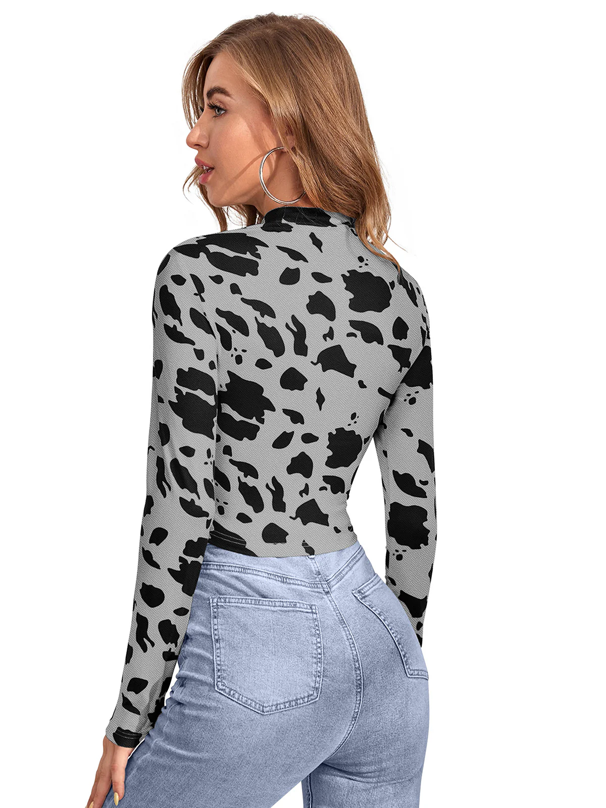 Odette Grey Polyester Printed Top For Women - Image 4