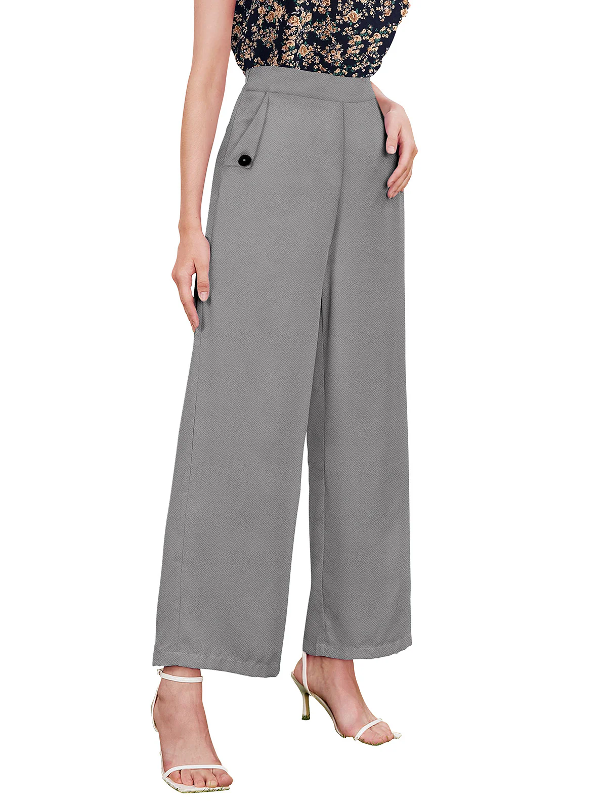 Odette Grey Polyester Trouser For Women - Image 3