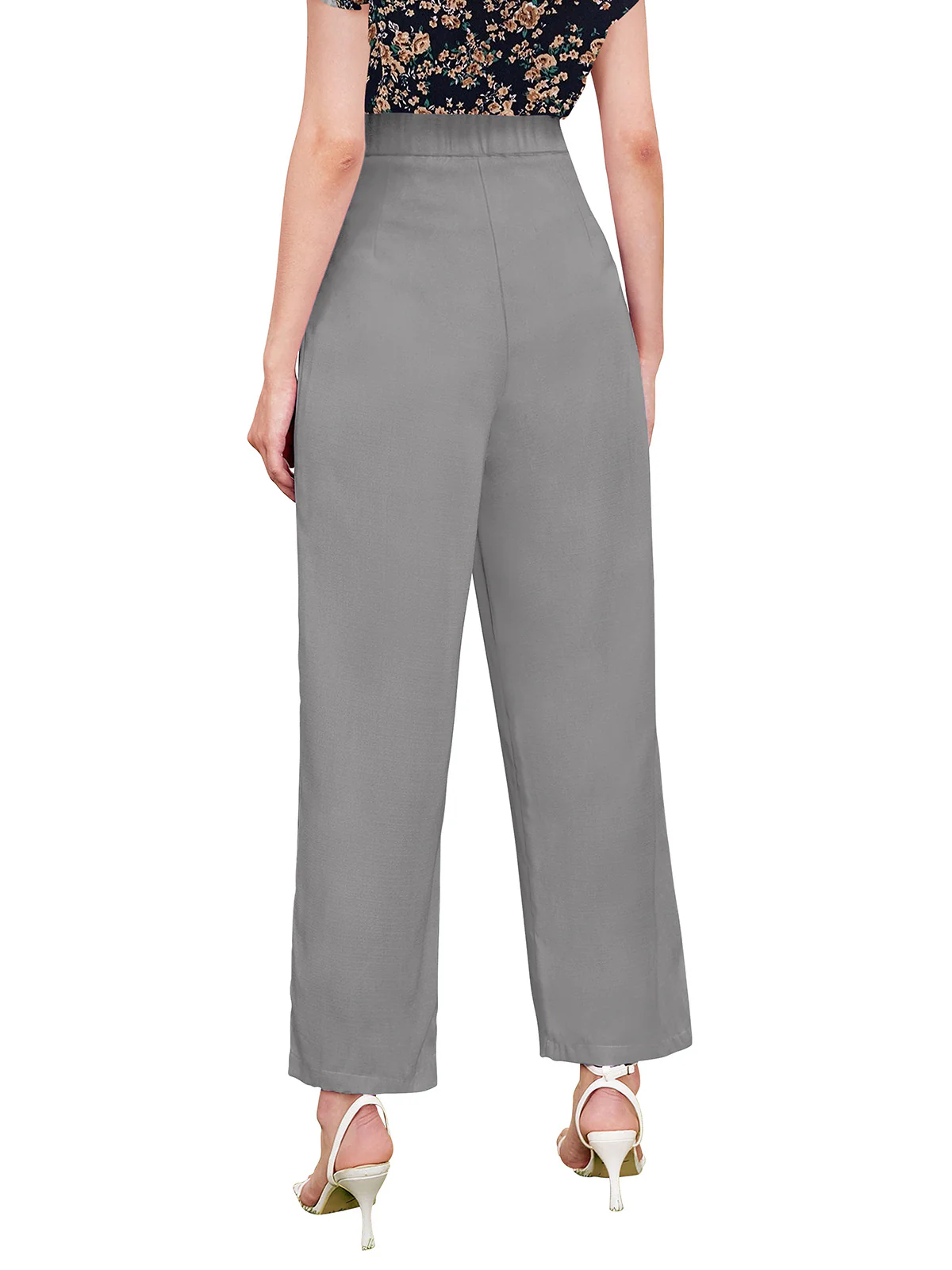 Odette Grey Polyester Trouser For Women - Image 4