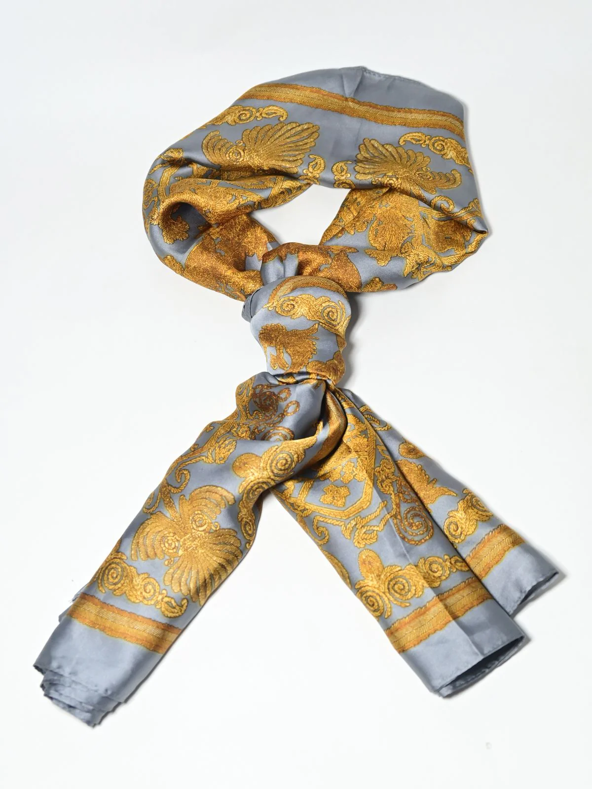 Odette Grey Printed Satin Scarf For Women - Image 3