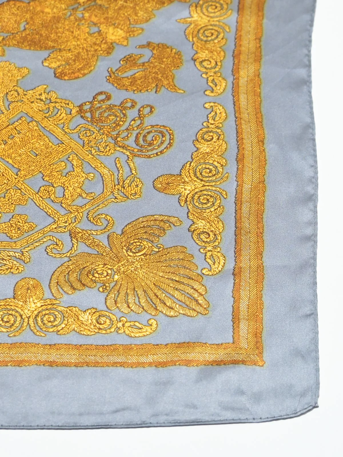 Odette Grey Printed Satin Scarf For Women - Image 4