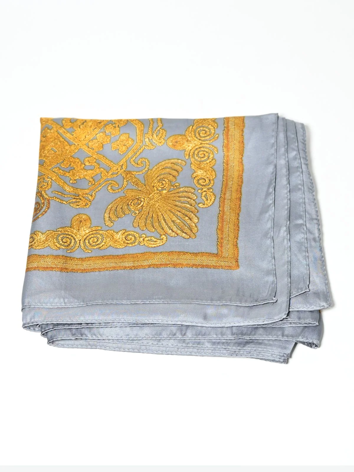 Odette Grey Printed Satin Scarf For Women - Image 5