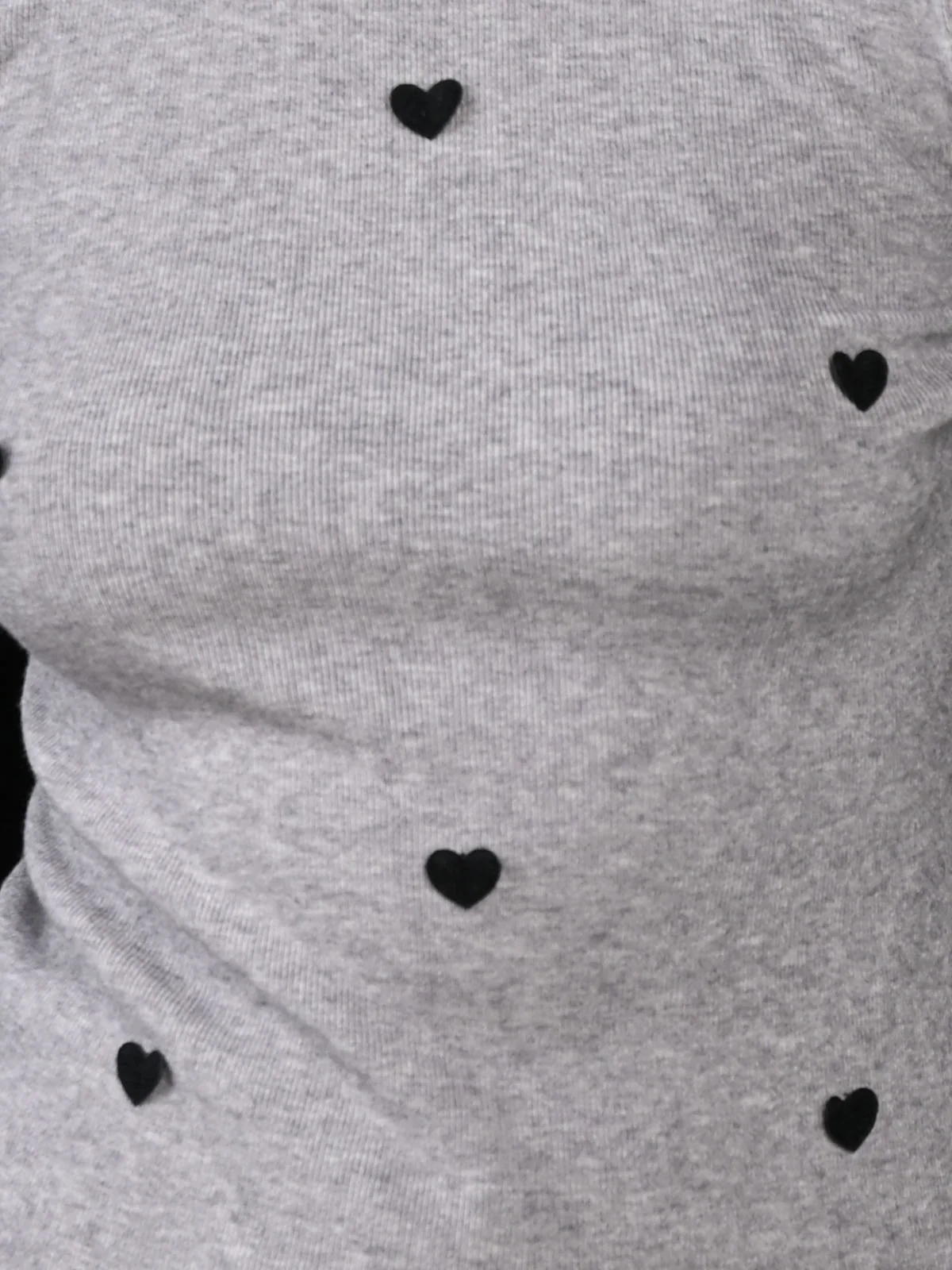 Odette Grey Ribbed Cotton Embellished Top For Women - Image 5