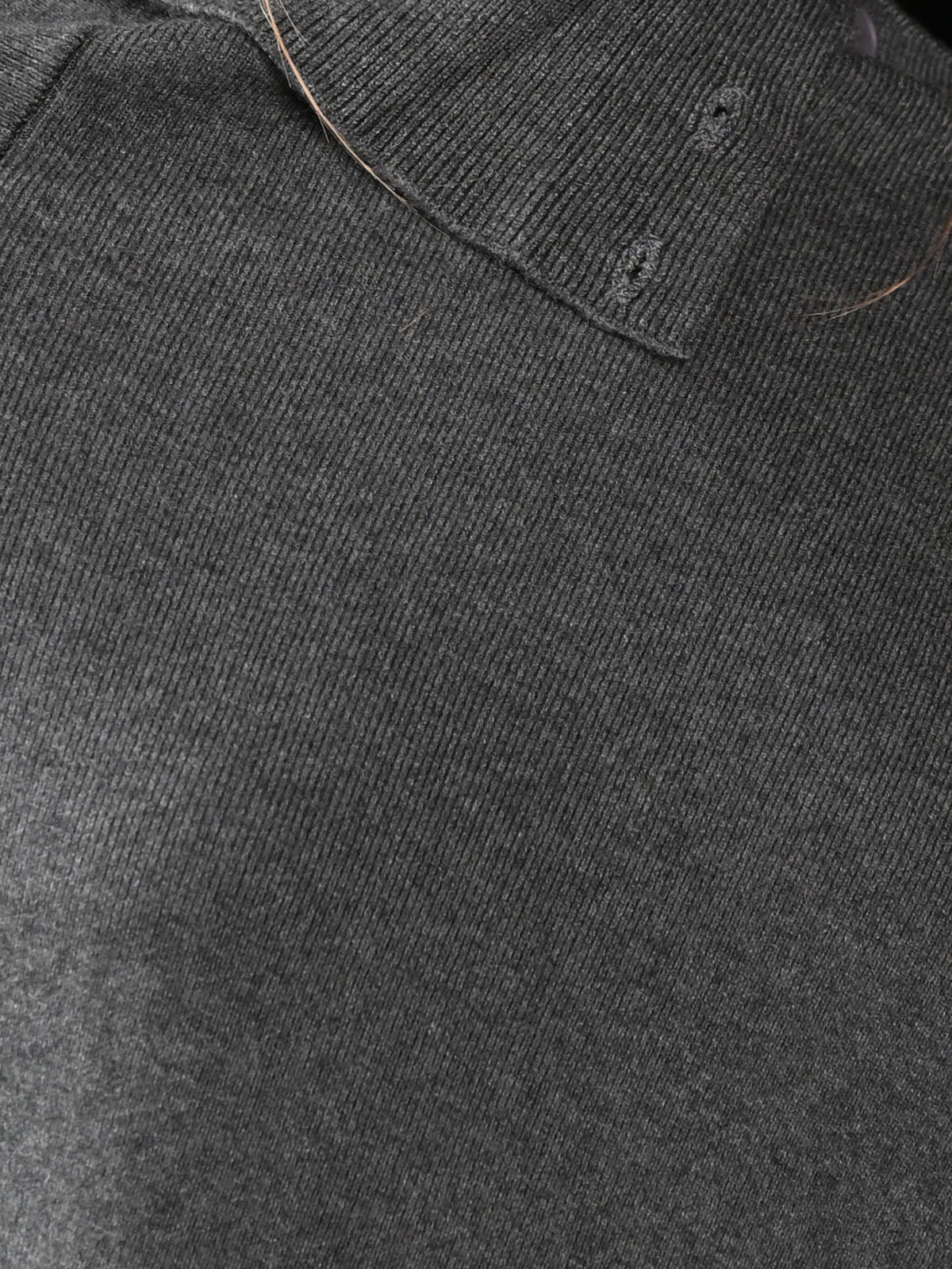 Odette Grey Ribbed Cotton High Neck Poncho Top For Women - Image 5
