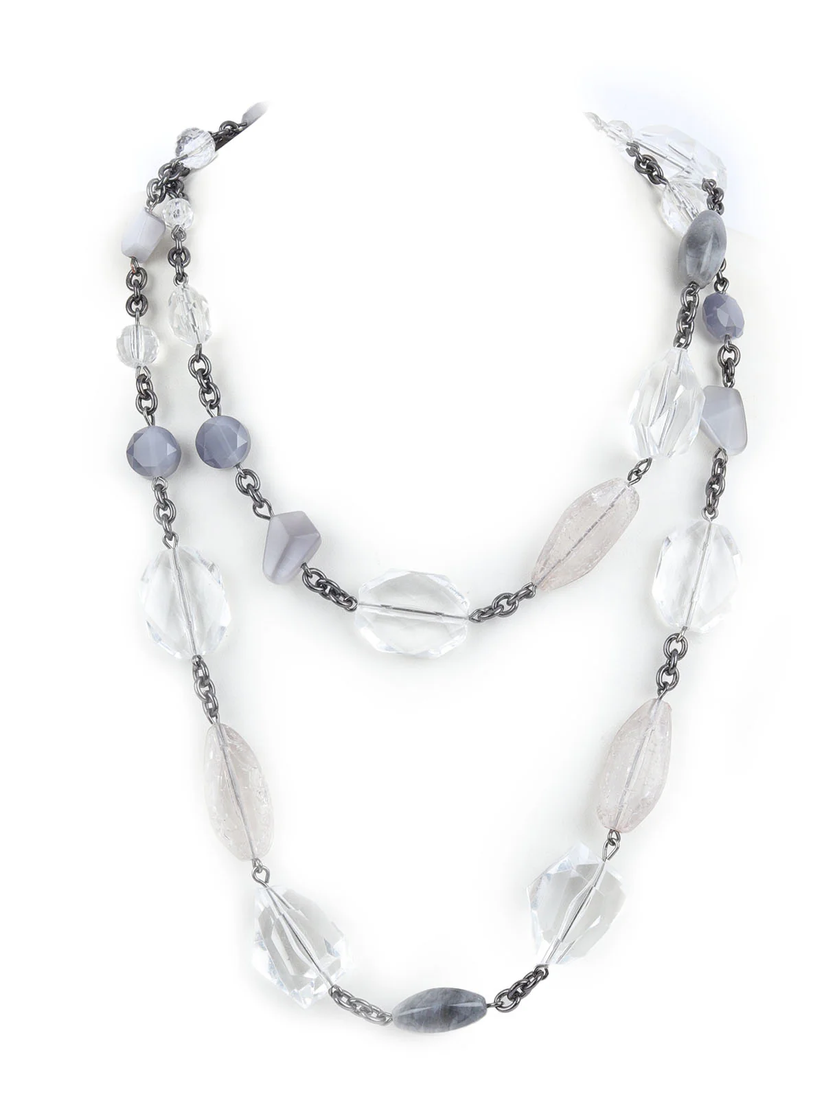 Odette Grey & Transparent Alloy Embellished Neckpiece For Women - Image 3
