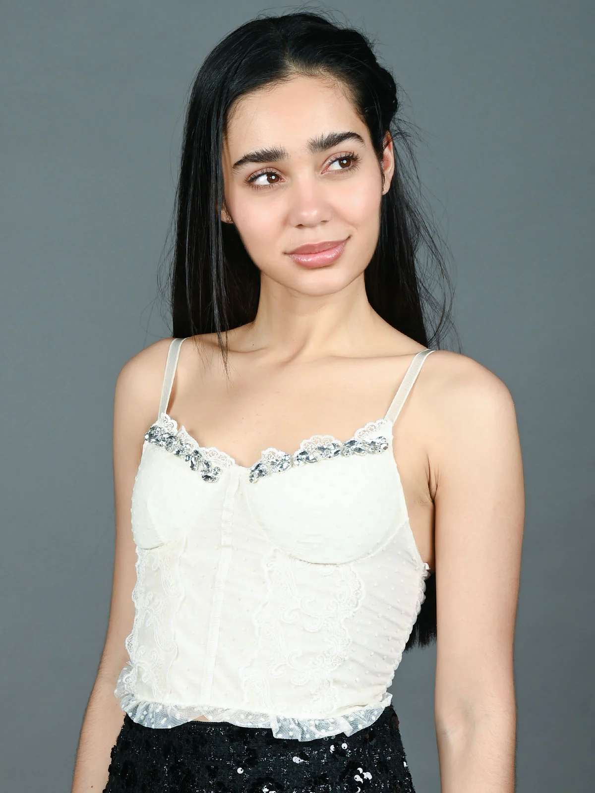Odette Ivory Net Embellished Corset For Women - Image 2