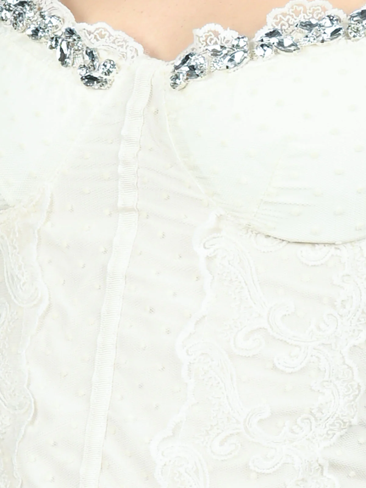 Odette Ivory Net Embellished Corset For Women - Image 4