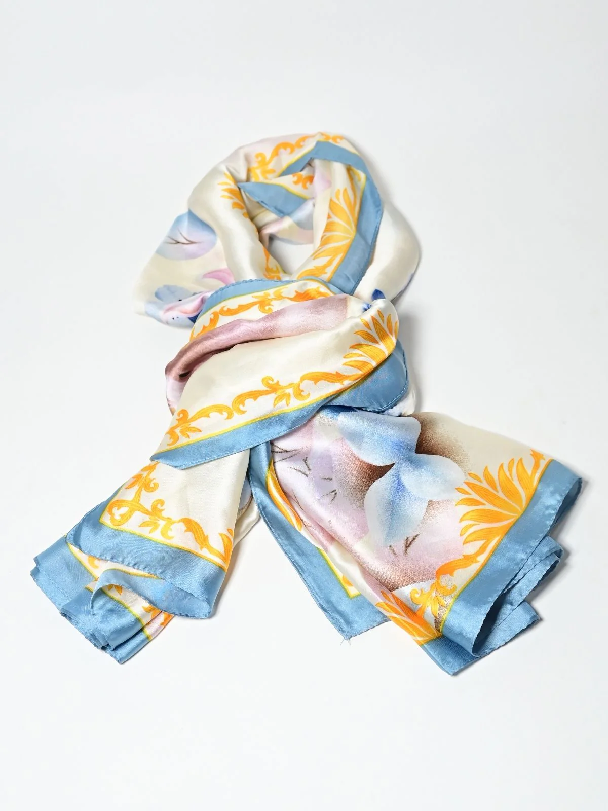 Odette Ivory Printed Satin Scarf For Women - Image 3