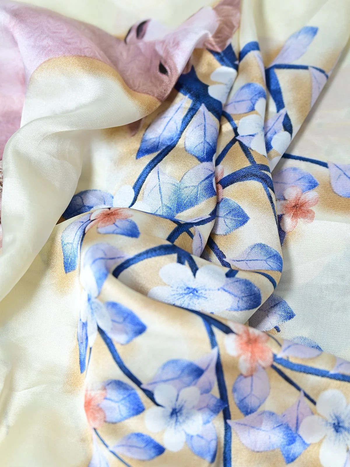 Odette Ivory Printed Satin Scarf For Women - Image 7
