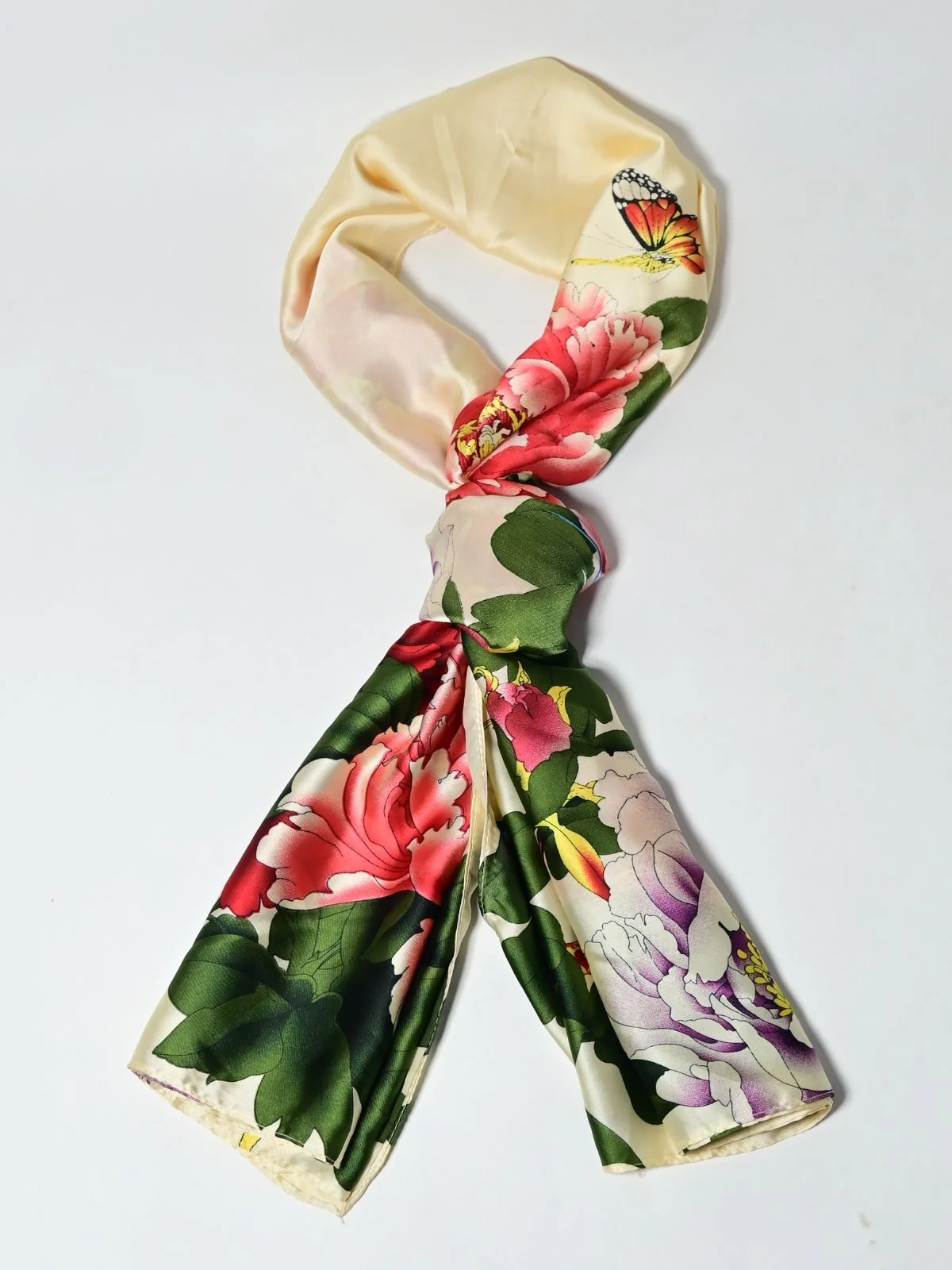 Odette Ivory Printed Satin Scarf For Women - Image 3
