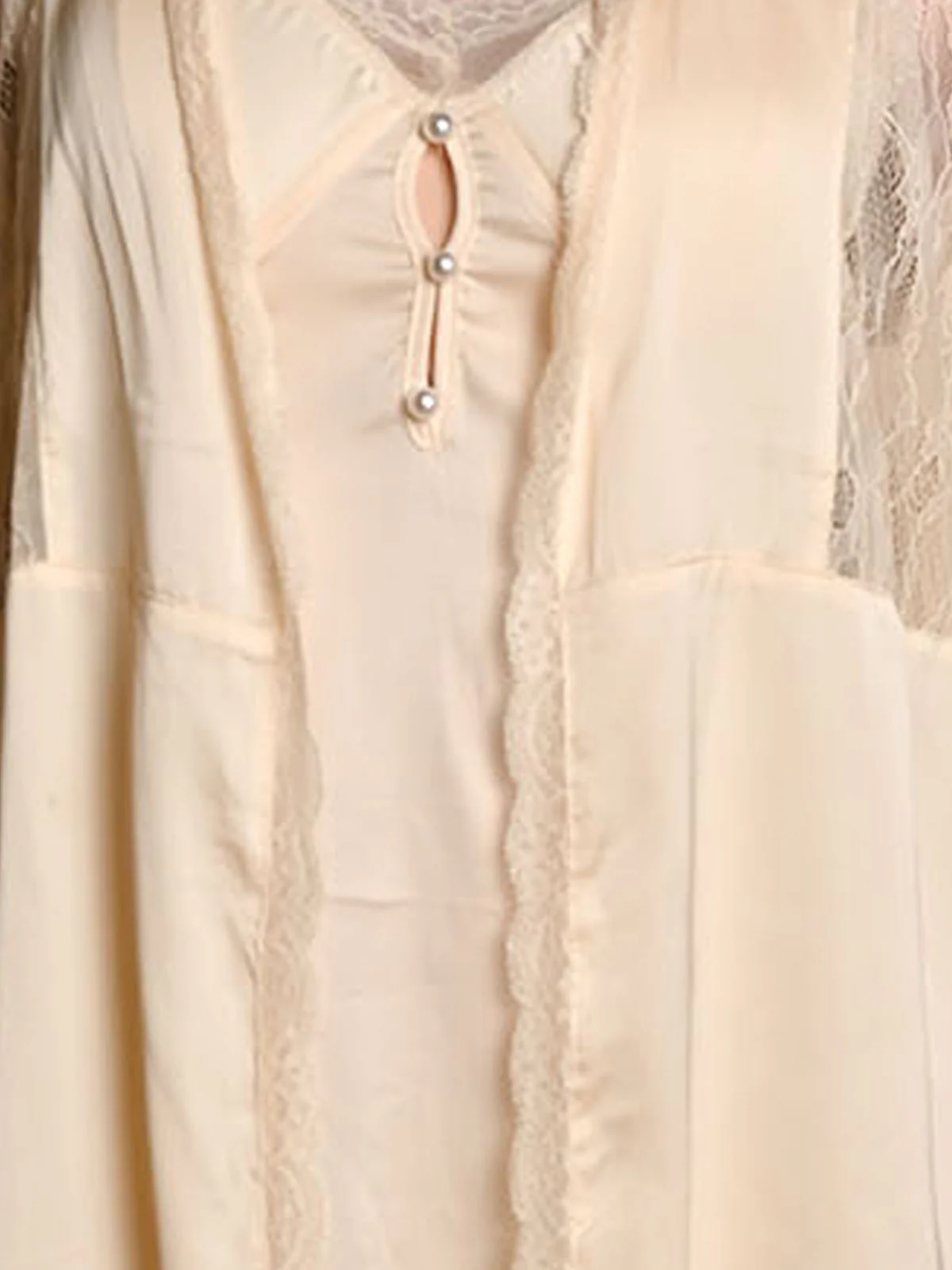 Odette Ivory Satin Solid Night Wear Set For Women - Image 5