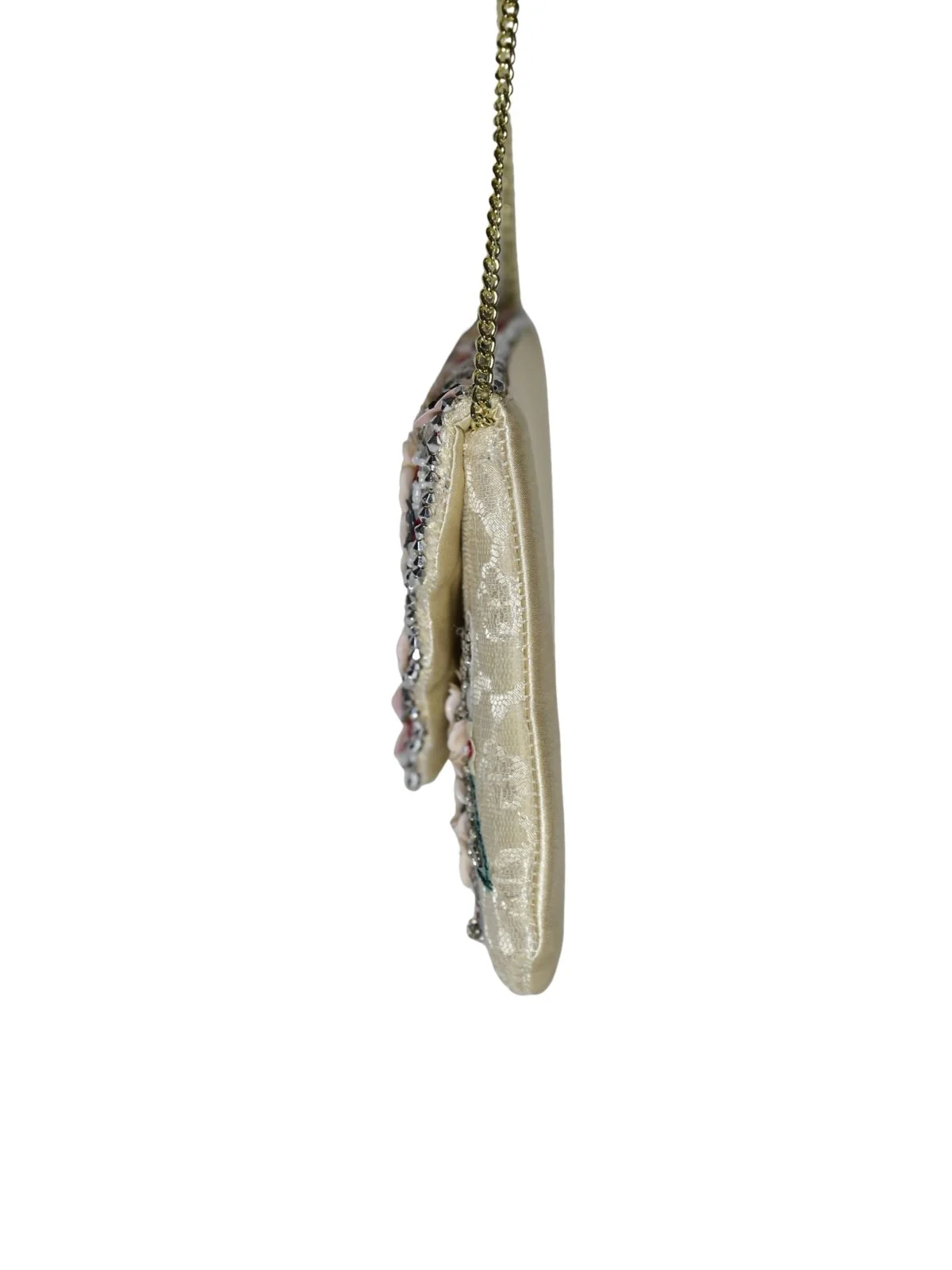 Odette Ivory Velvet Embellished Clutch For Women - Image 4