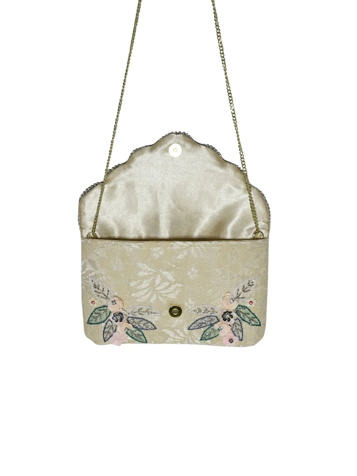 Odette Ivory Velvet Embellished Clutch For Women - Image 5