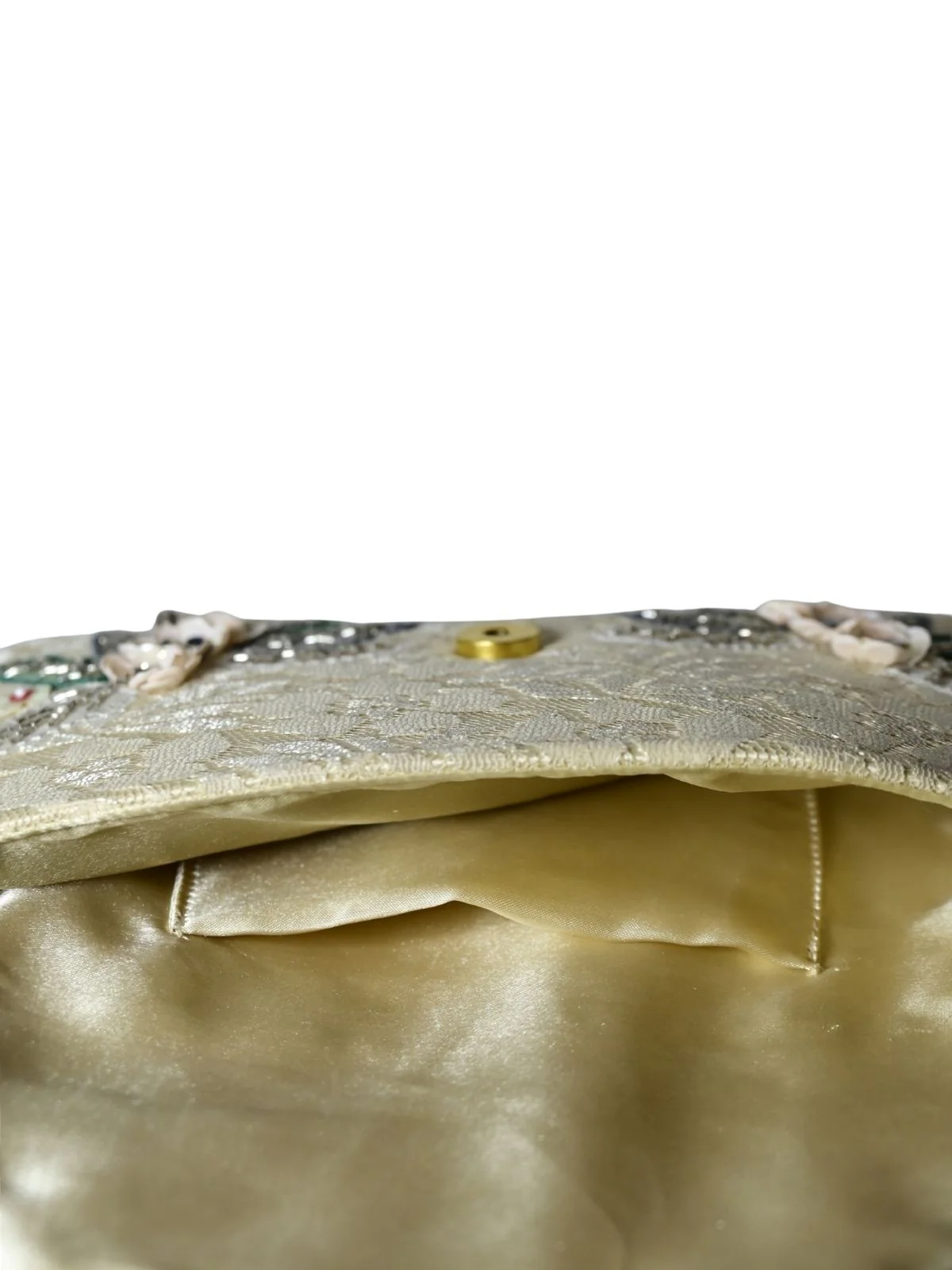 Odette Ivory Velvet Embellished Clutch For Women - Image 8