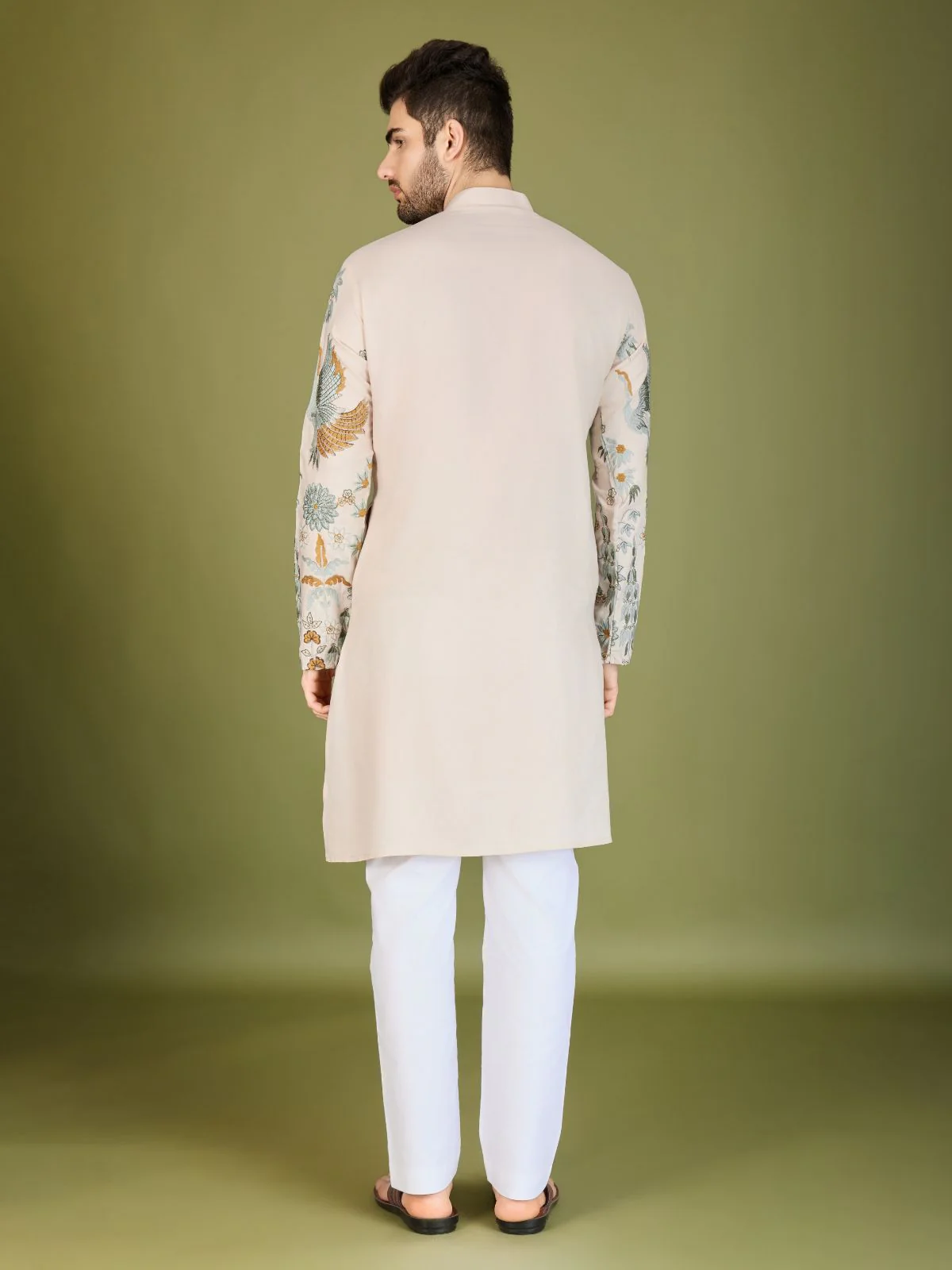 Odette Ivory Viscose Rayon Stitched Kurta For Men - Image 5