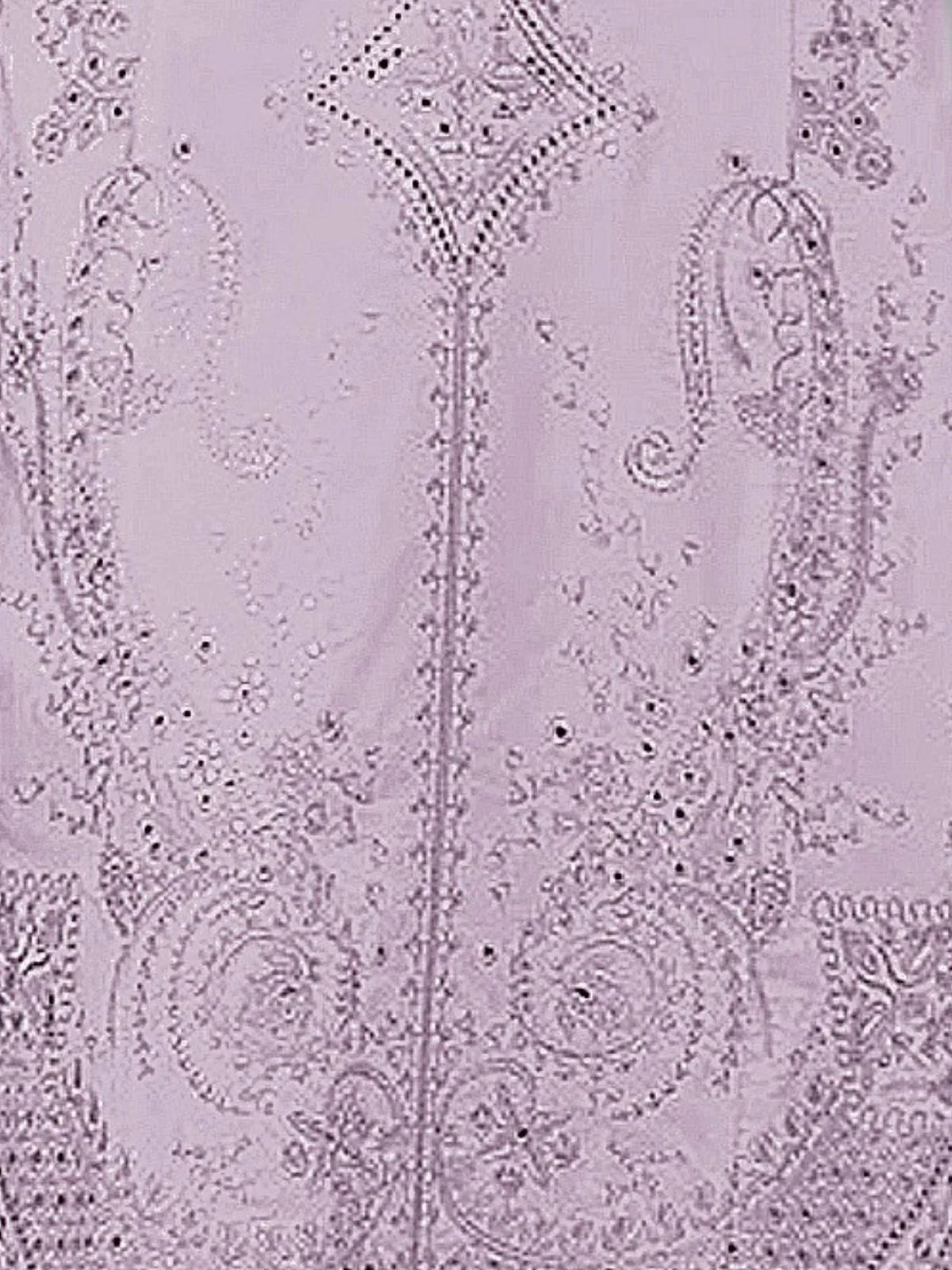 Odette Lavender Cotton Blend Embroidered Semi Stitched Kurta Set For Women - Image 3