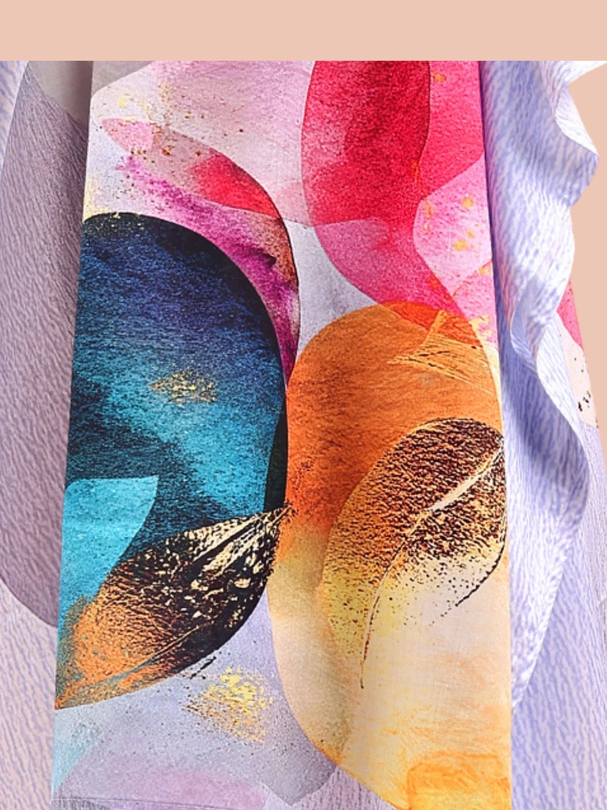 Odette Lavender Cotton Blend Printed Kaftan For Women - Image 5