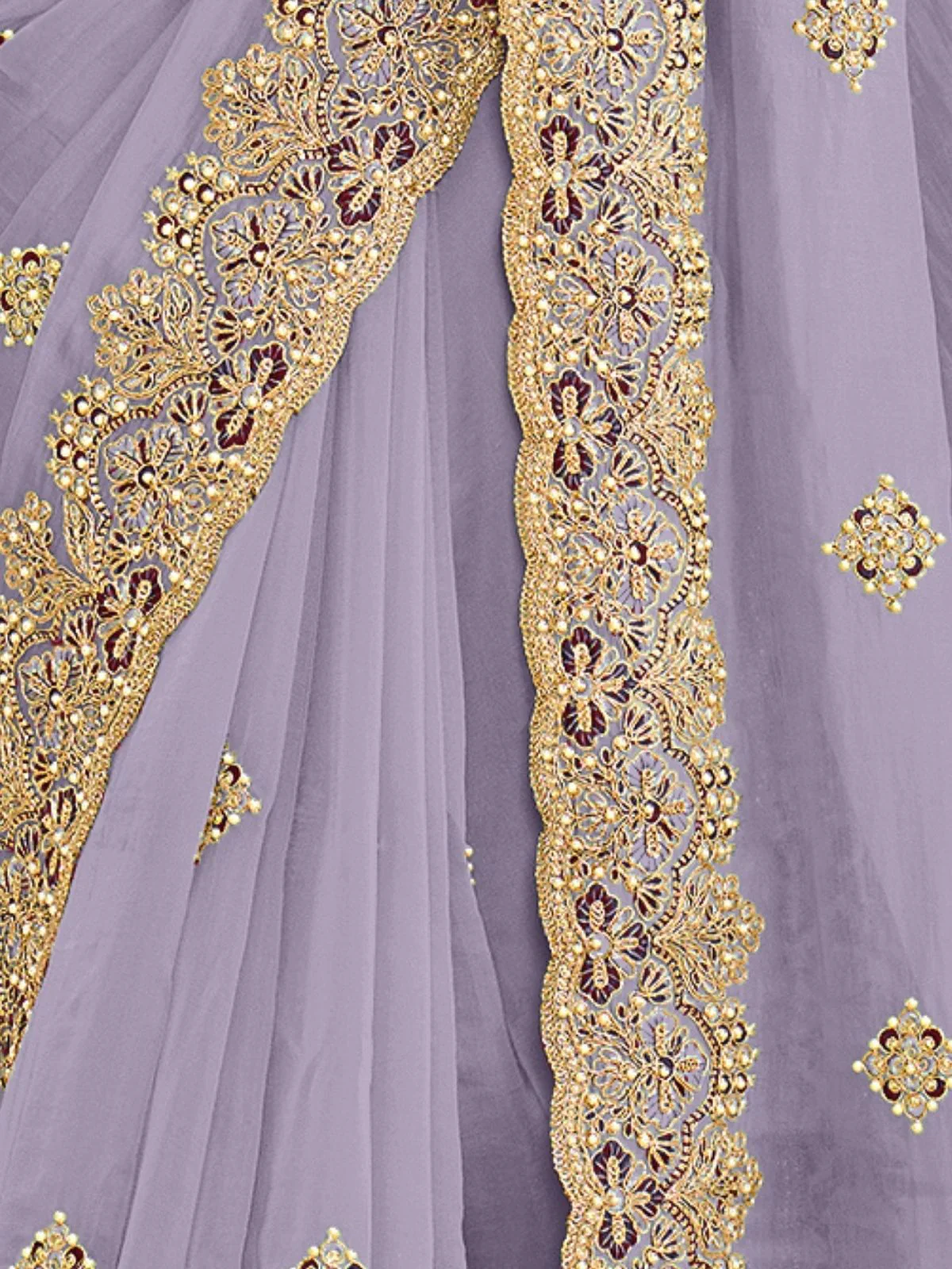 Odette Lavender Georgette Embellished Elegant Saree For Women - Image 4