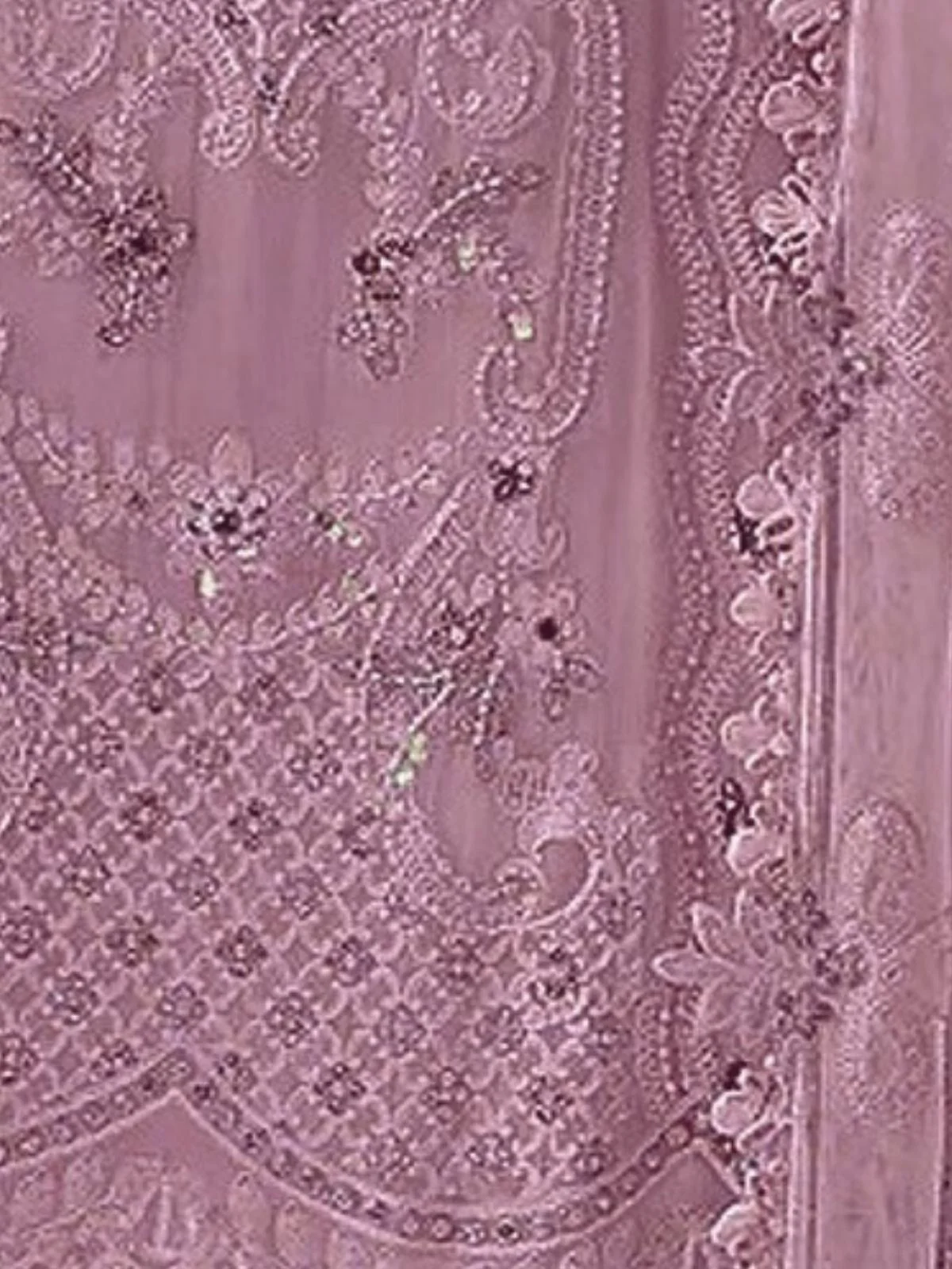 Odette Lavender Georgette Embellished Semi Stitched Kurta Set For Women - Image 3