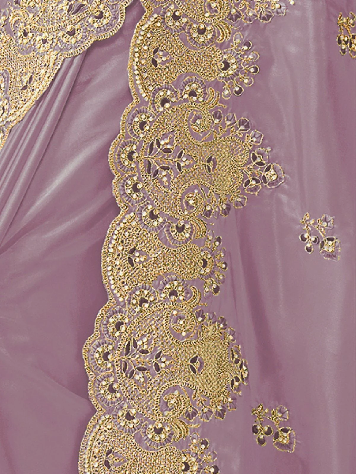 Odette Lavender Georgette Embroidered Elegant Saree For Women - Image 4
