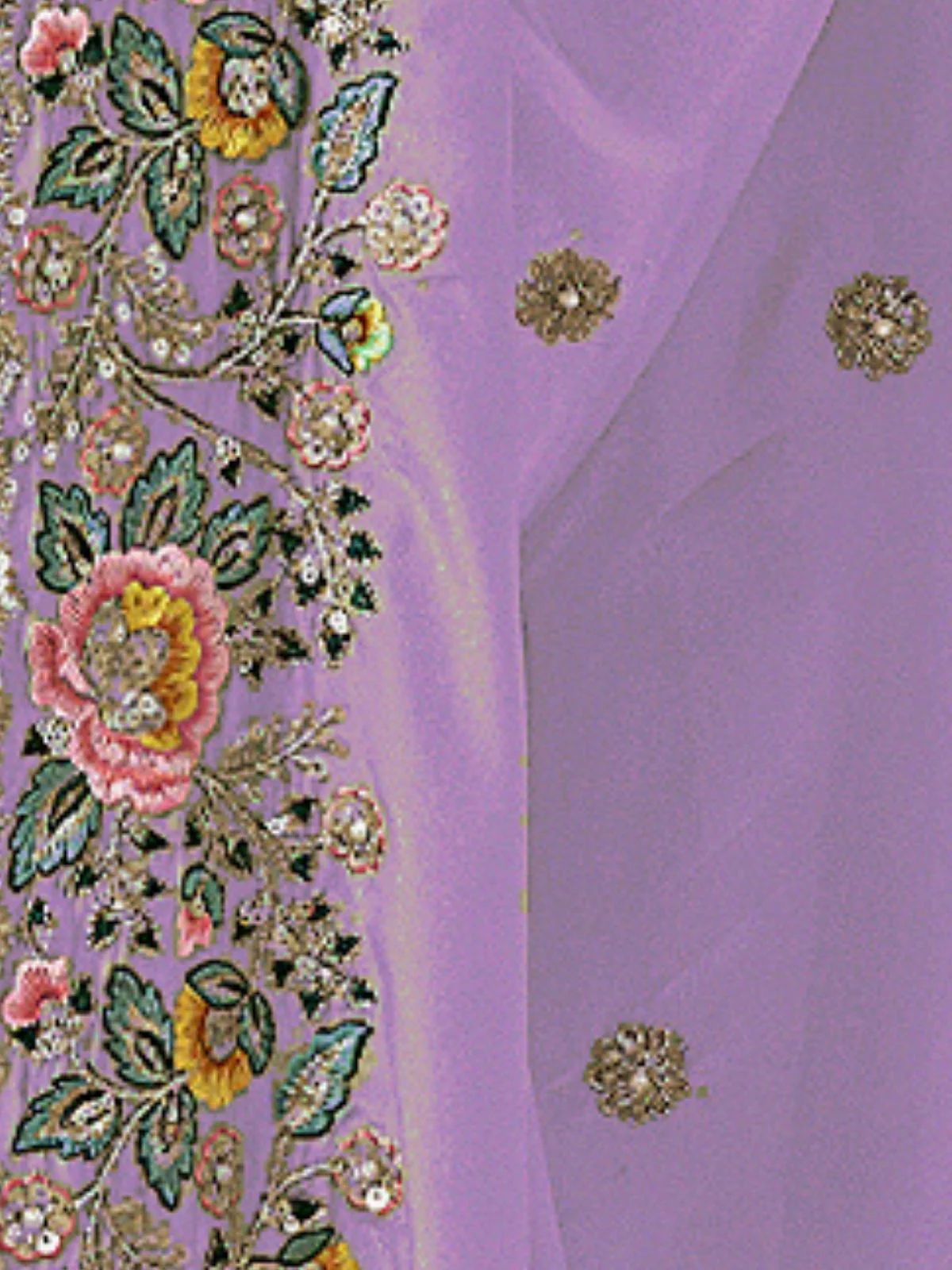 Odette Lavender Georgette Embroidered Elegant Saree For Women - Image 4