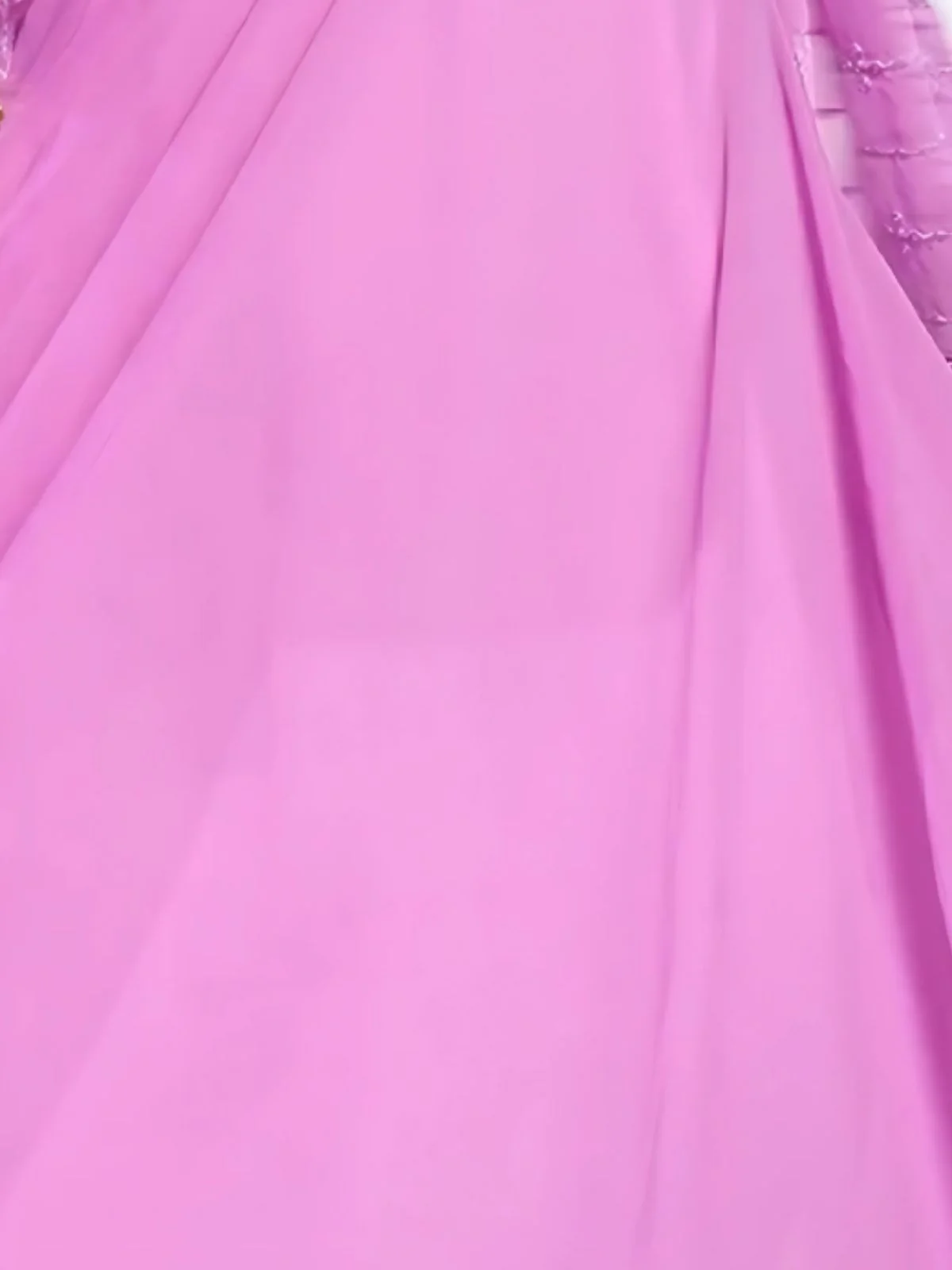 Odette Lavender Georgette Embroidered Semi-Stitched Lehenga For Women - Image 4