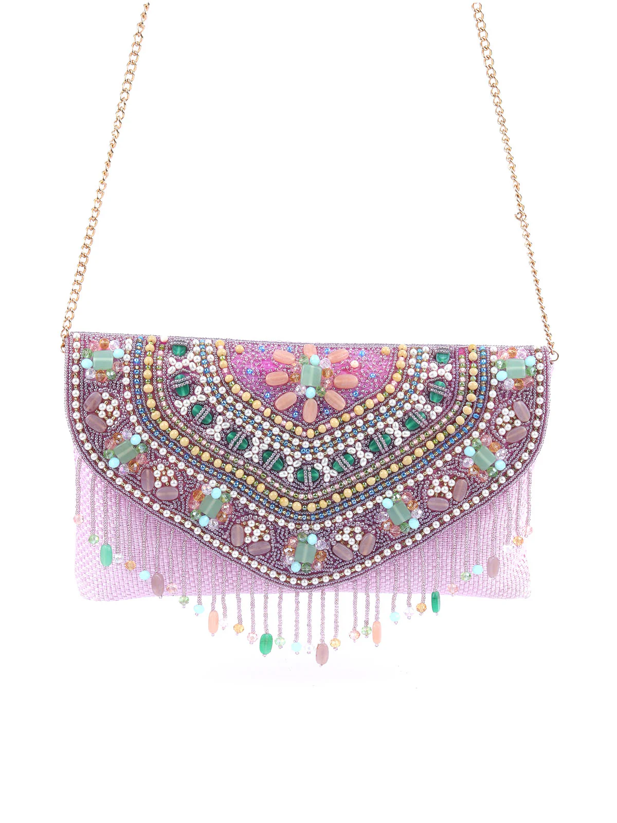 Odette Lavender Jute Embellished Sling Bag For Women - Image 3