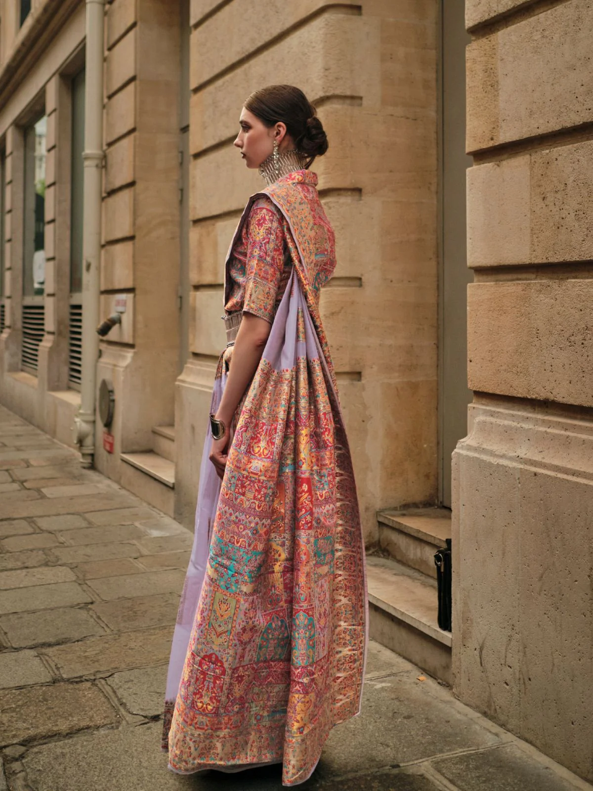 Odette Lavender Modal Woven Saree With Unstitched Blouse For Women - Image 2