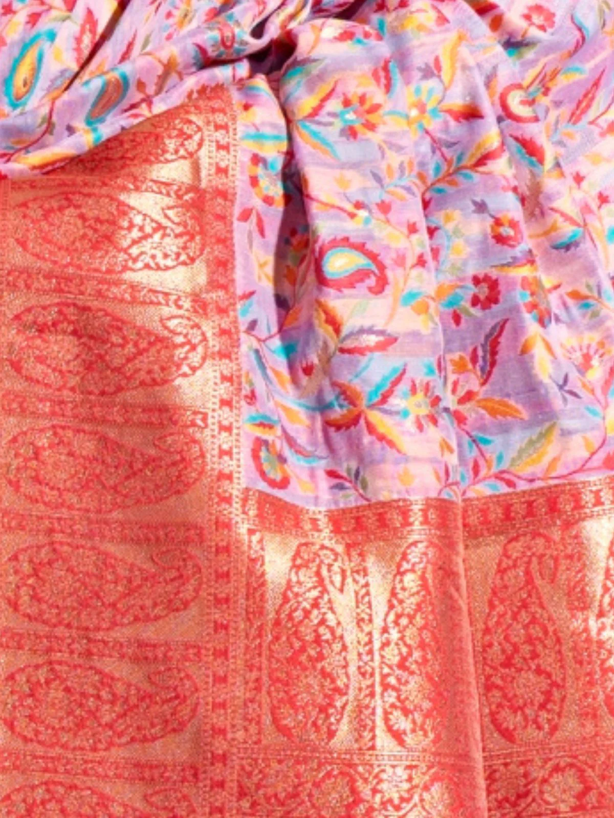 Odette Lavender Modal Woven Saree With Unstitched Blouse For Women - Image 3