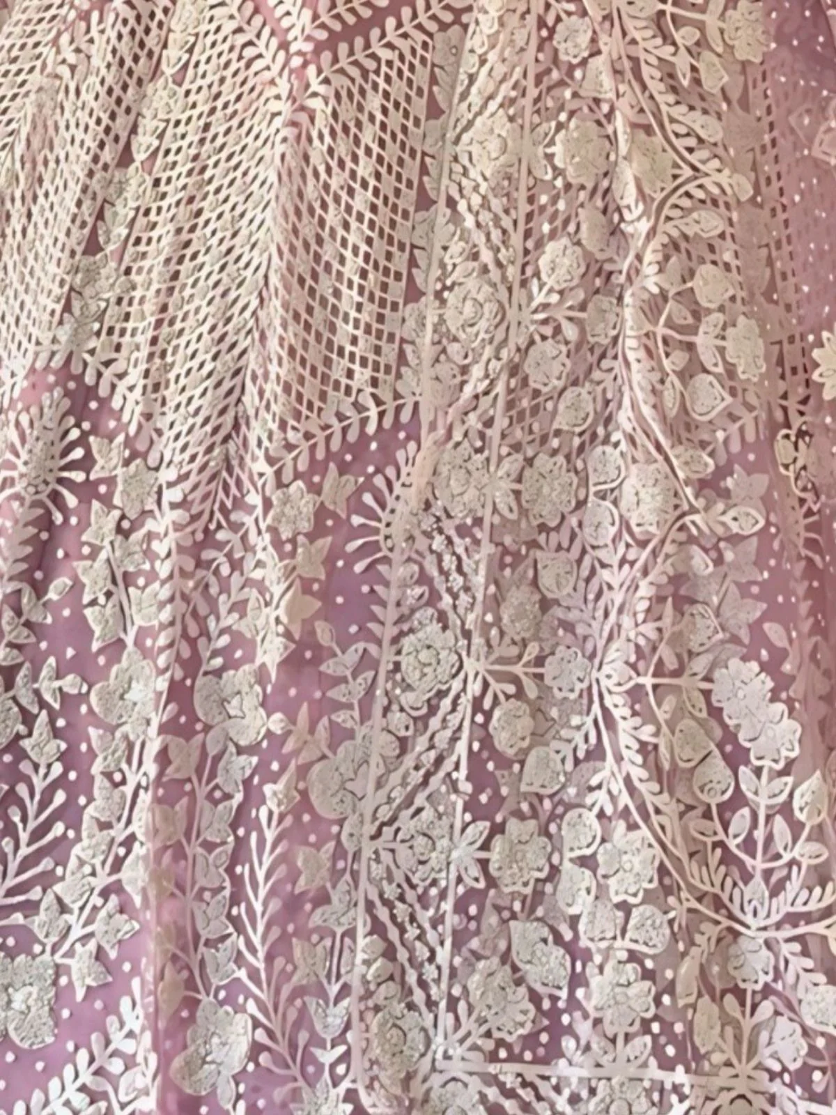 Odette Lavender Net Embellished Semi Stitched Lehenga For Women - Image 4